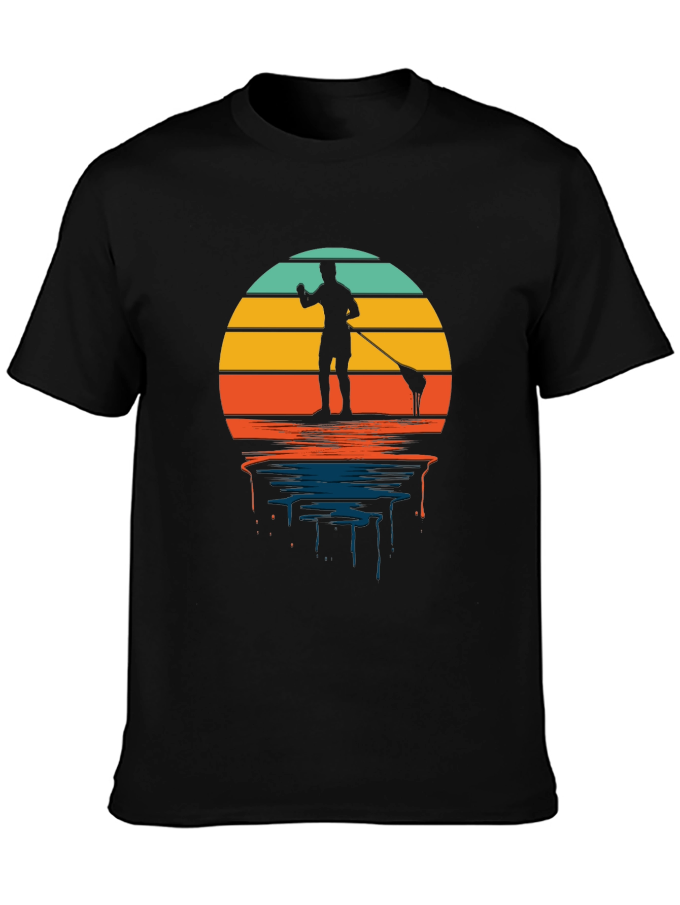 Retro Paddle Boarding T-Shirt - Sunset Design