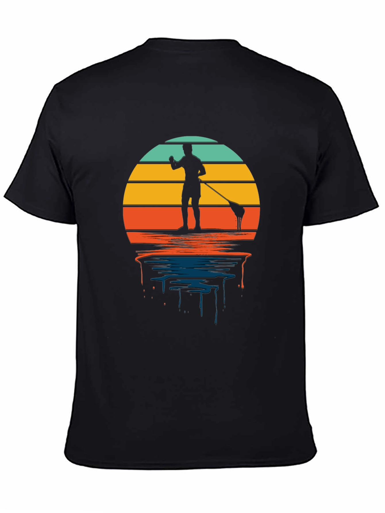 Retro Paddle Boarding T-Shirt - Sunset Design