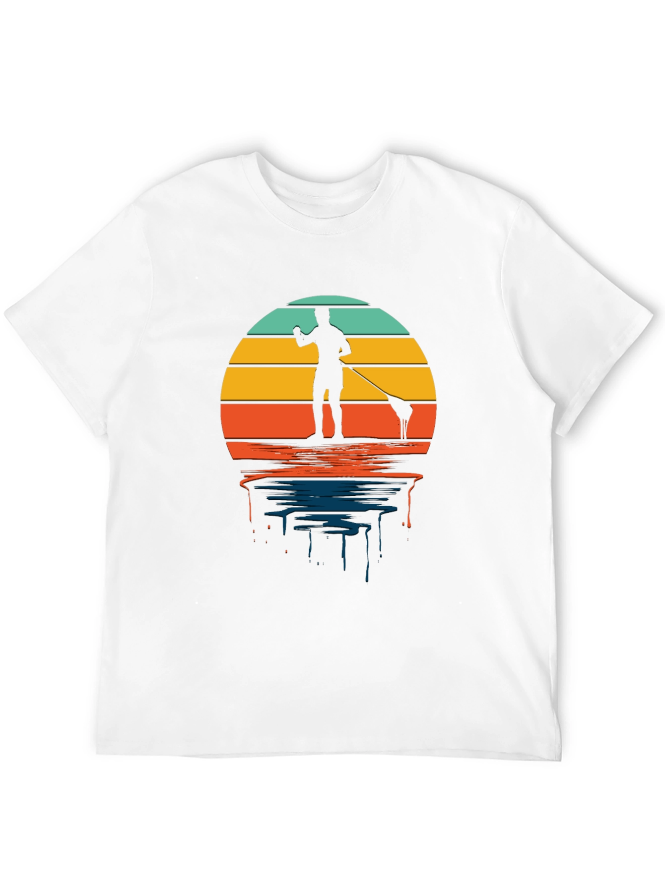 Retro Paddle Boarding T-Shirt - Sunset Design