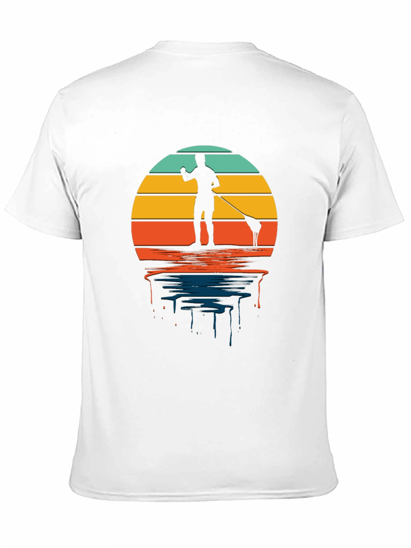 Retro Paddle Boarding T-Shirt - Sunset Design
