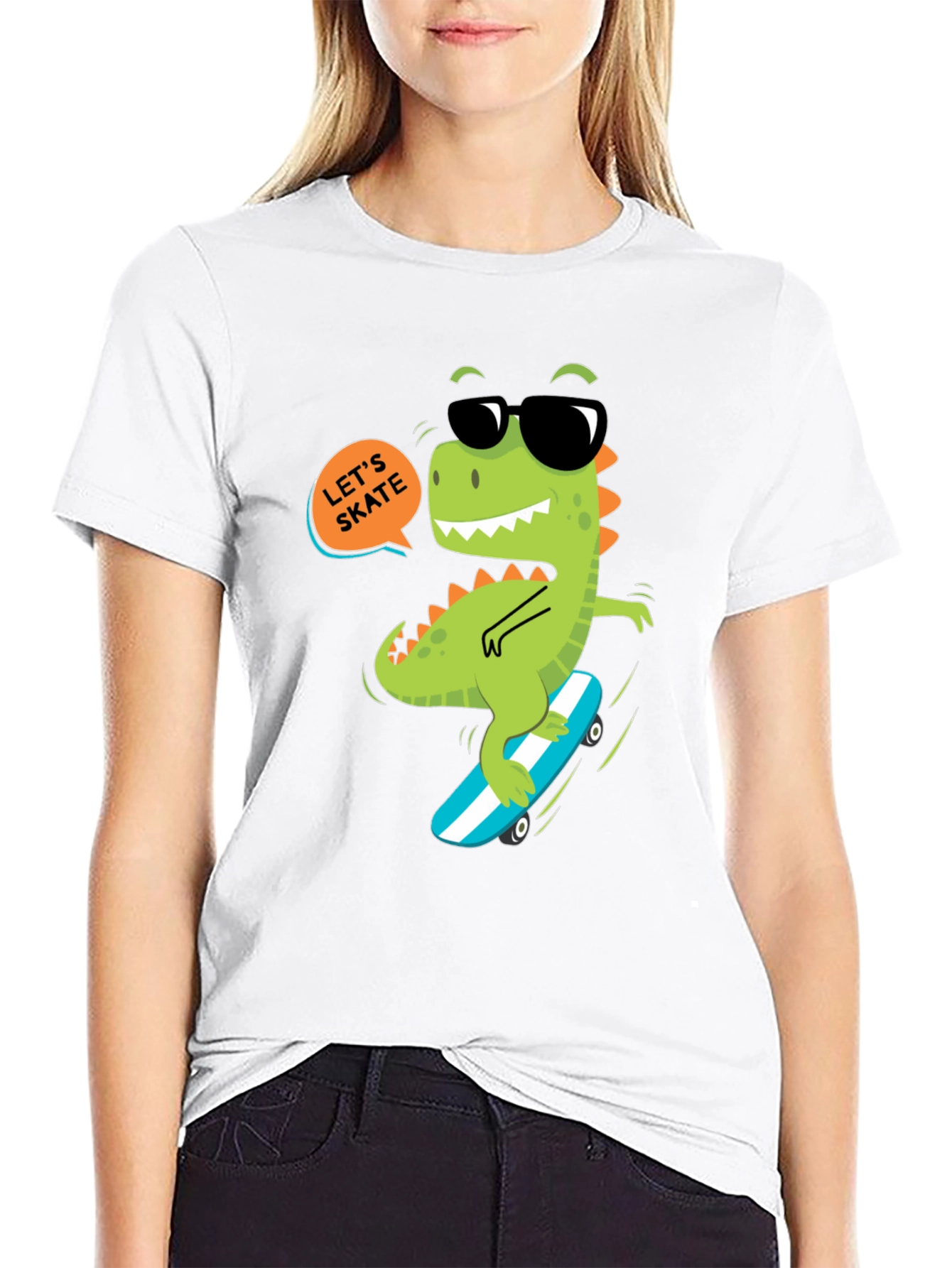 Dino Skateboard T-Shirt - Lets Skate