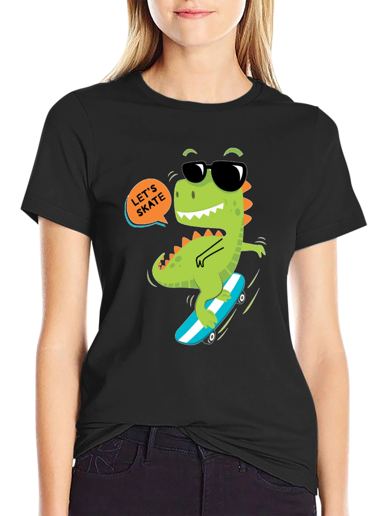 Dino Skateboard T-Shirt - Lets Skate