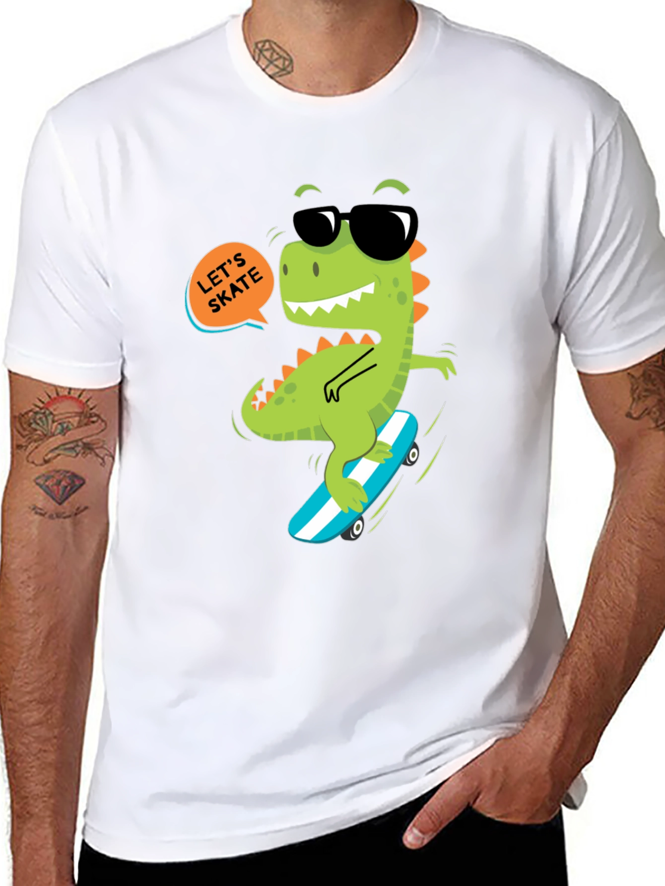 Dino Skateboard T-Shirt - Lets Skate