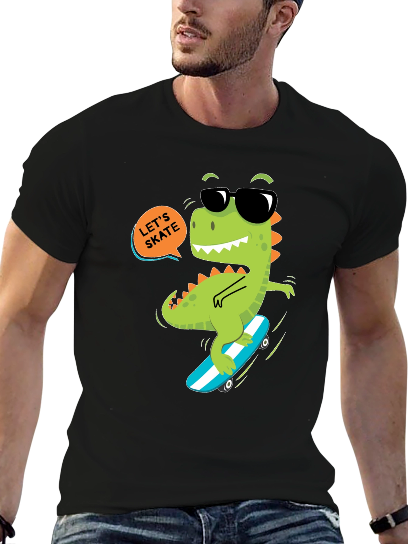 Dino Skateboard T-Shirt - Lets Skate