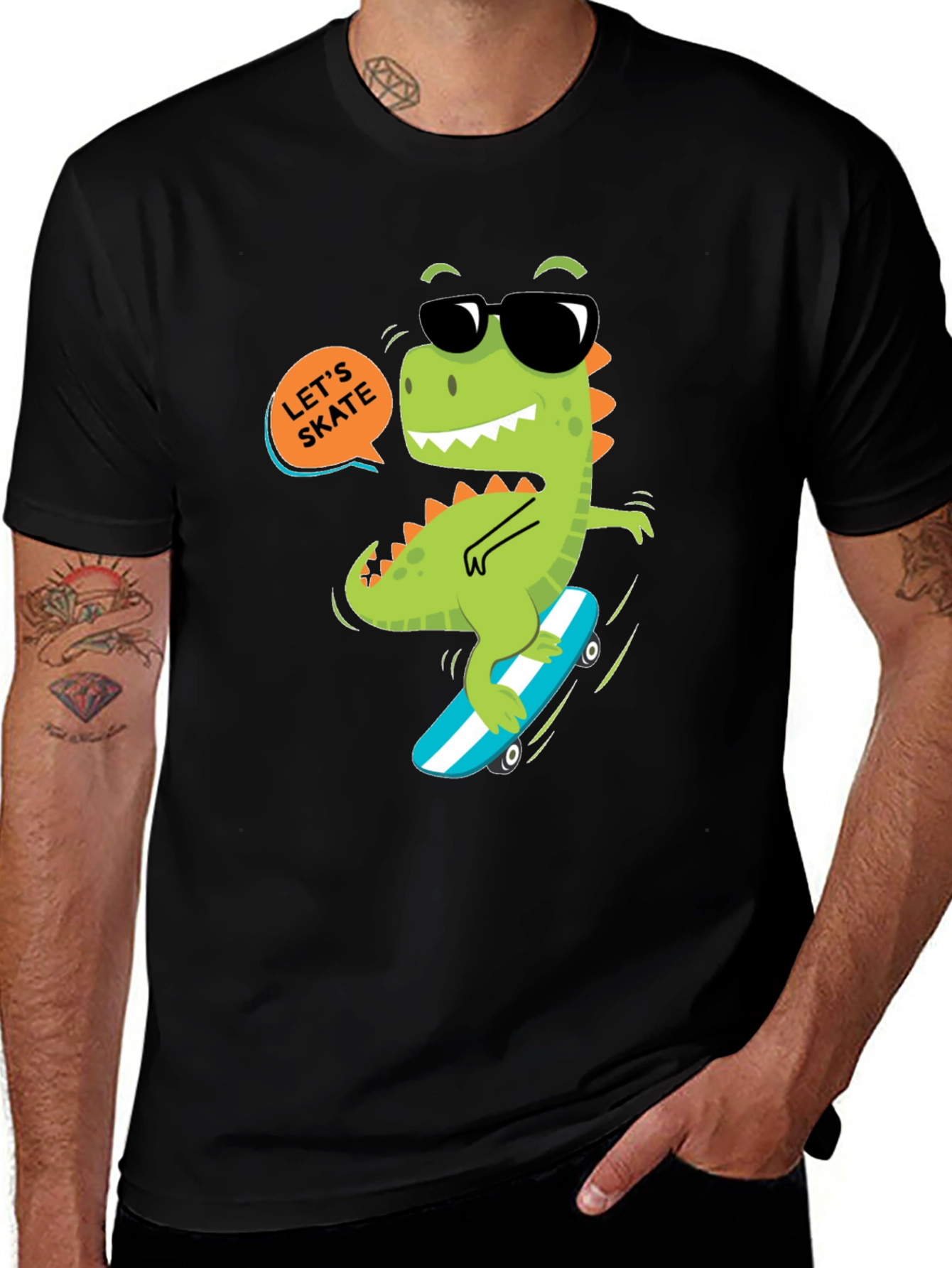 Dino Skateboard T-Shirt - Lets Skate