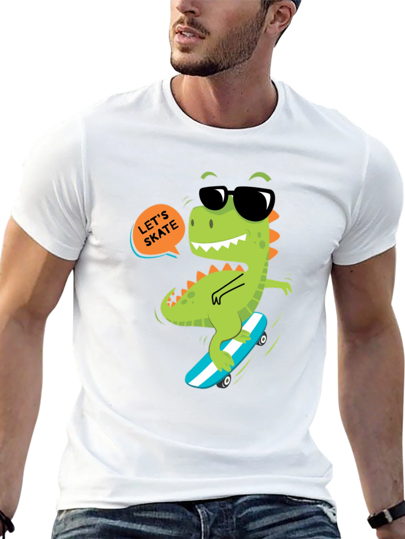 Dino Skateboard T-Shirt - Lets Skate