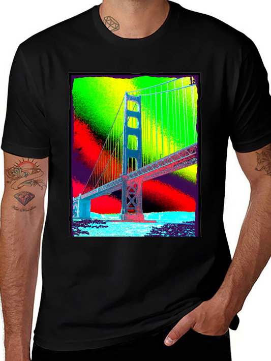 Golden Gate Bridge Graphic Tee - Vibrant Pop Art Design