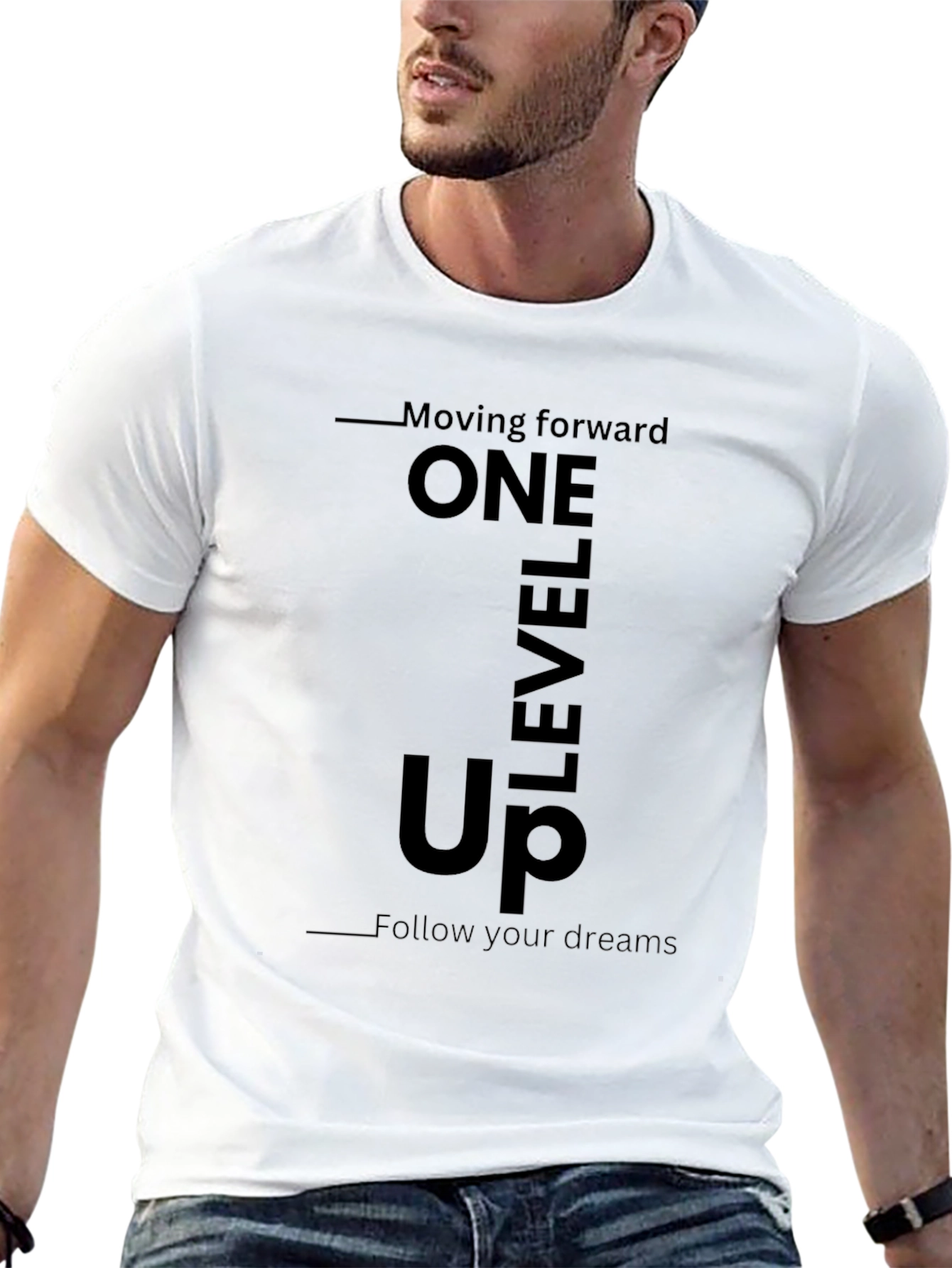 One Level Up Graphic Tee - Black Casual T-Shirt