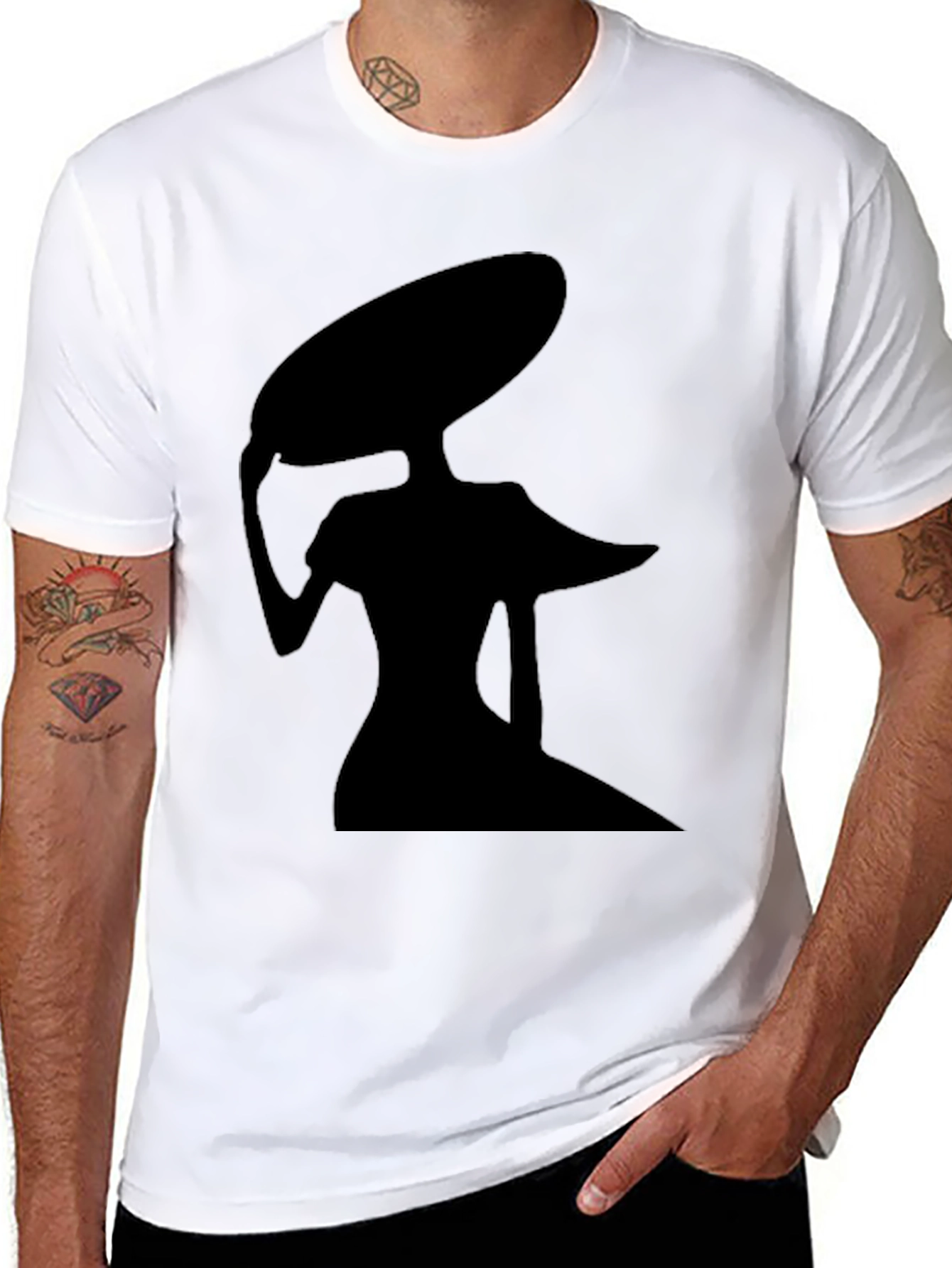 Elegant Lady Silhouette Black T-Shirt