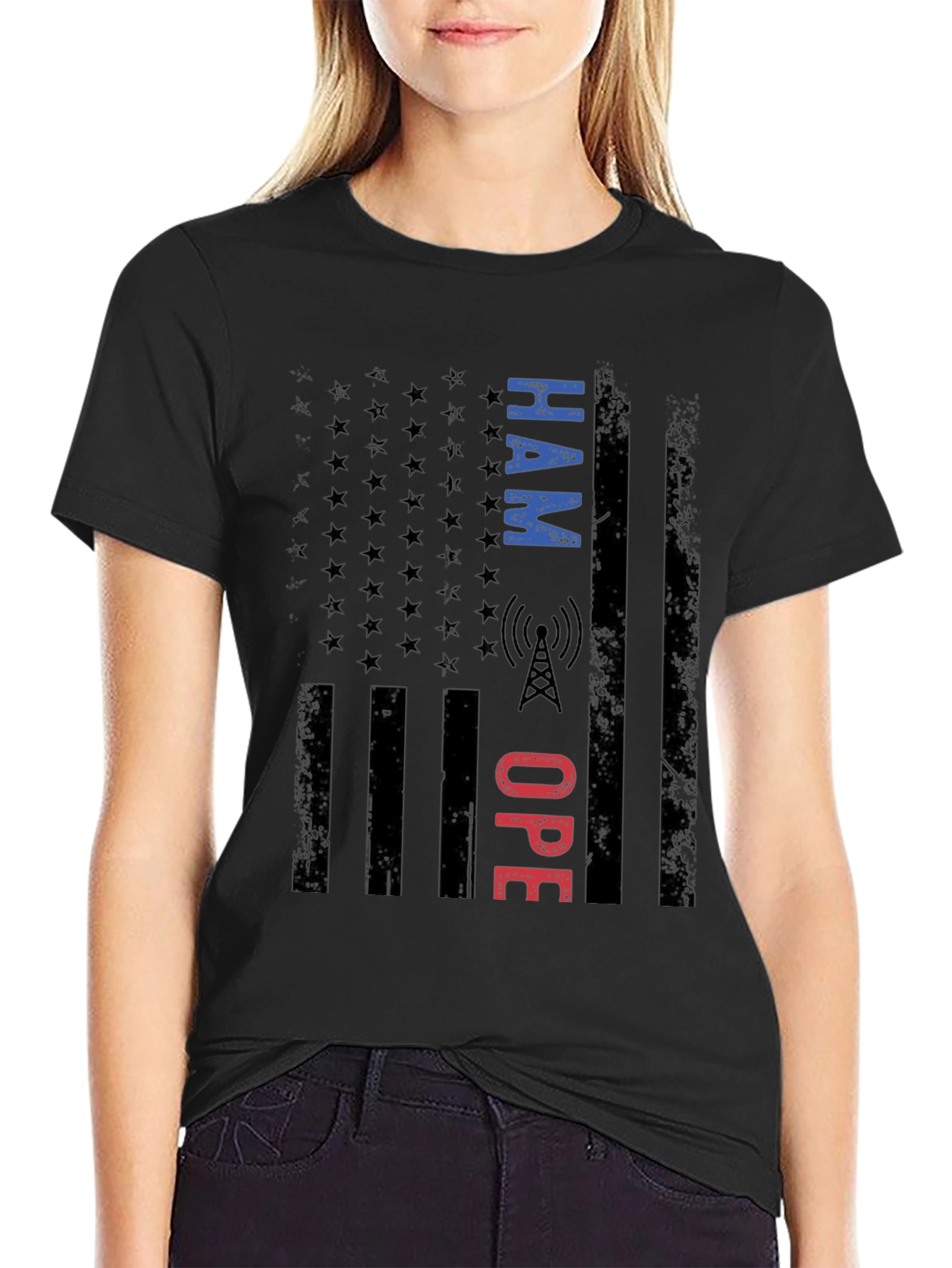 HAM Operator American Flag Graphic T-Shirt
