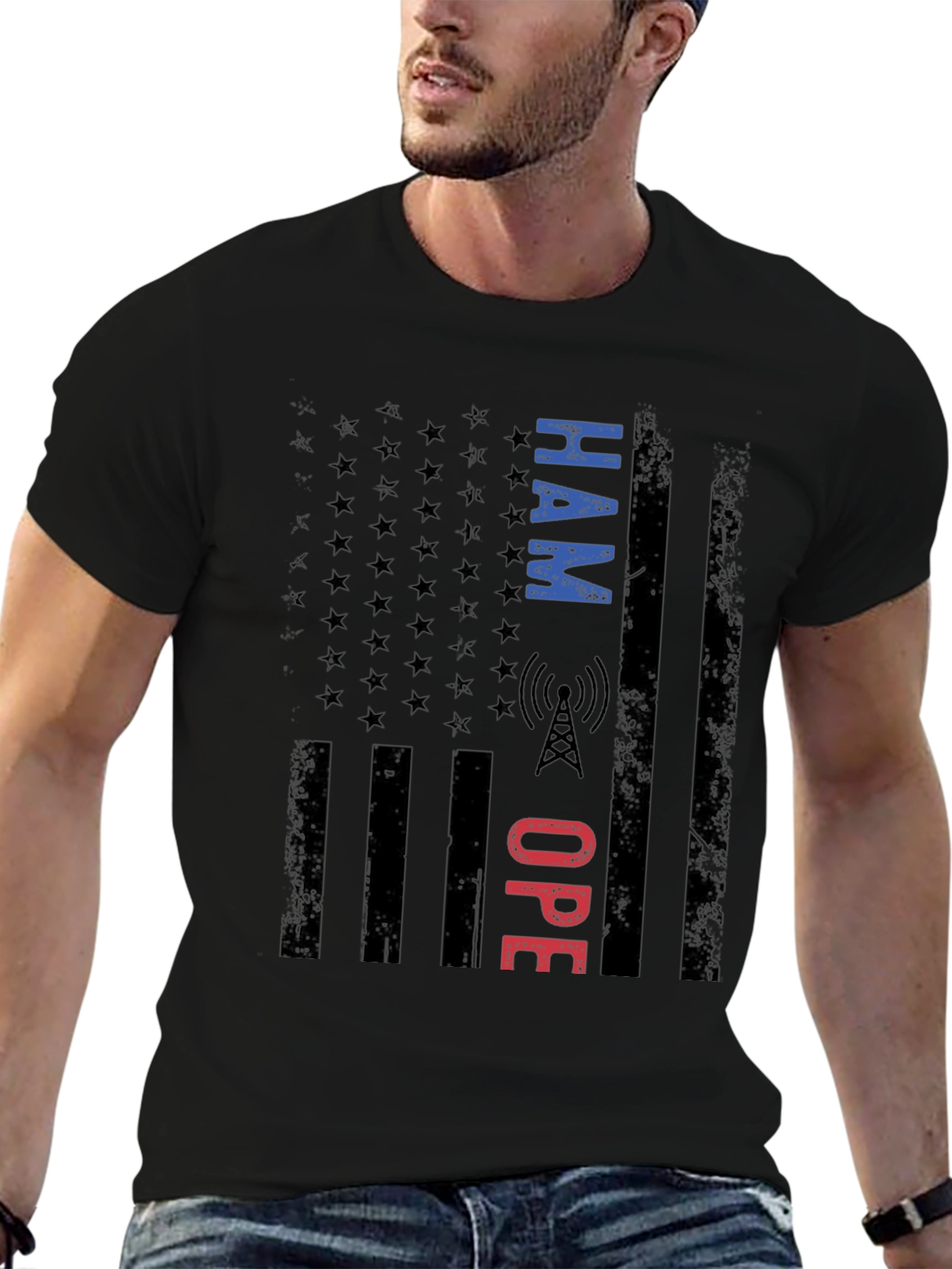 HAM Operator American Flag Graphic T-Shirt