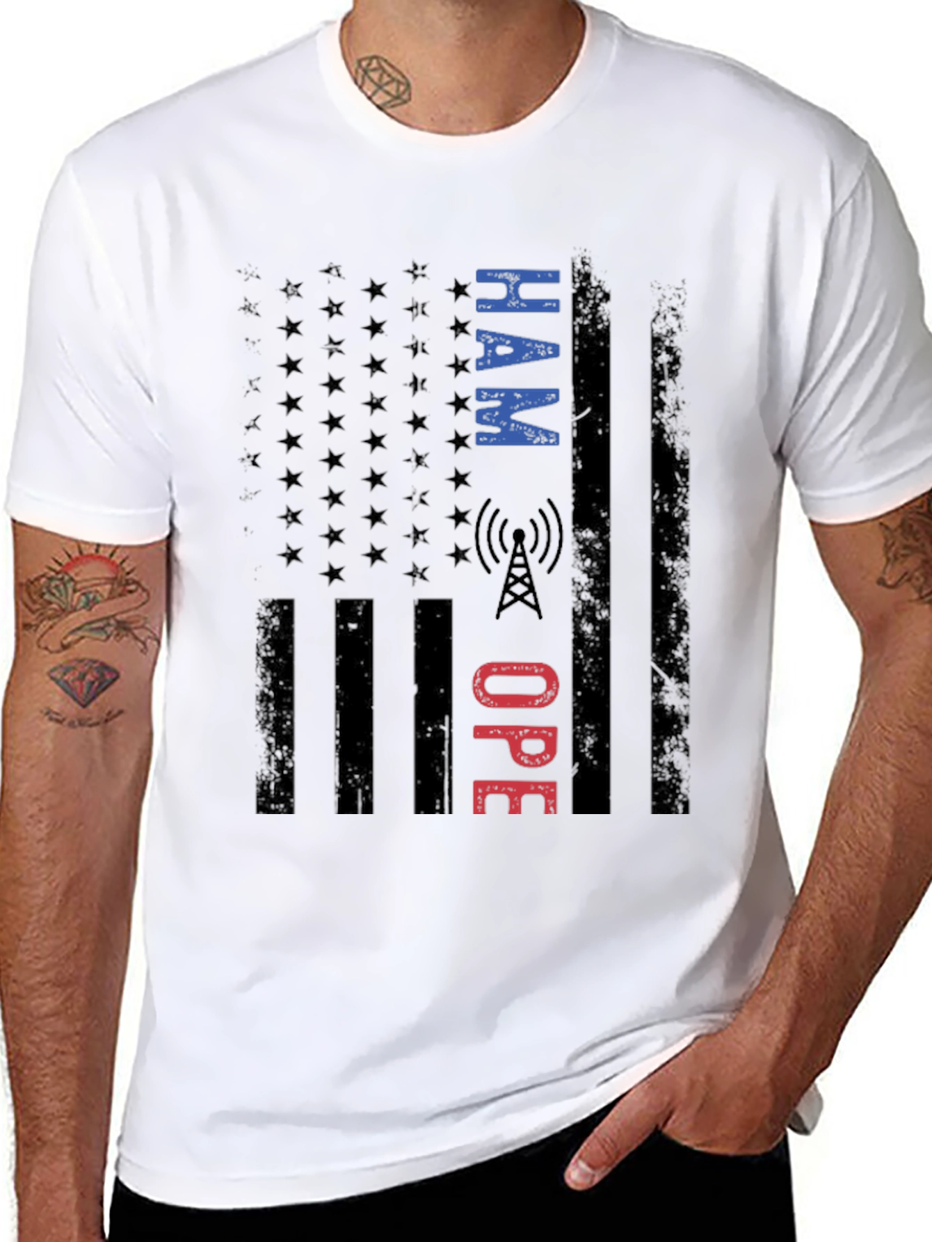 HAM Operator American Flag Graphic T-Shirt