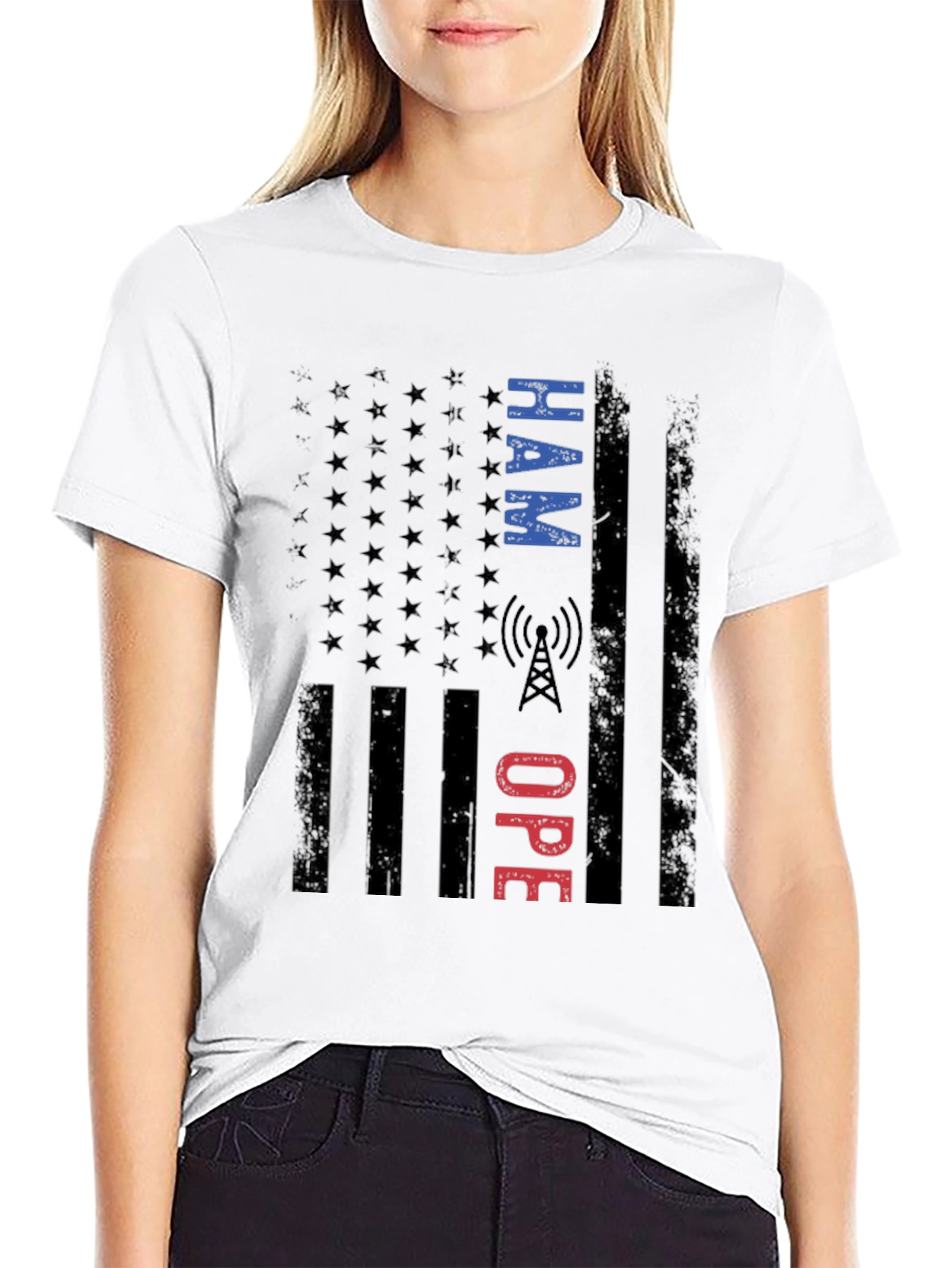 HAM Operator American Flag Graphic T-Shirt