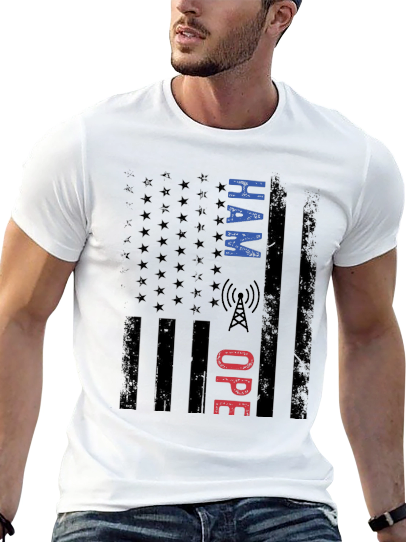 HAM Operator American Flag Graphic T-Shirt