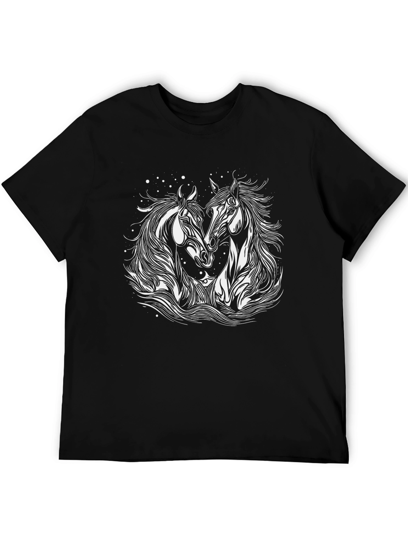 Dual Horse Graphic Black T-Shirt