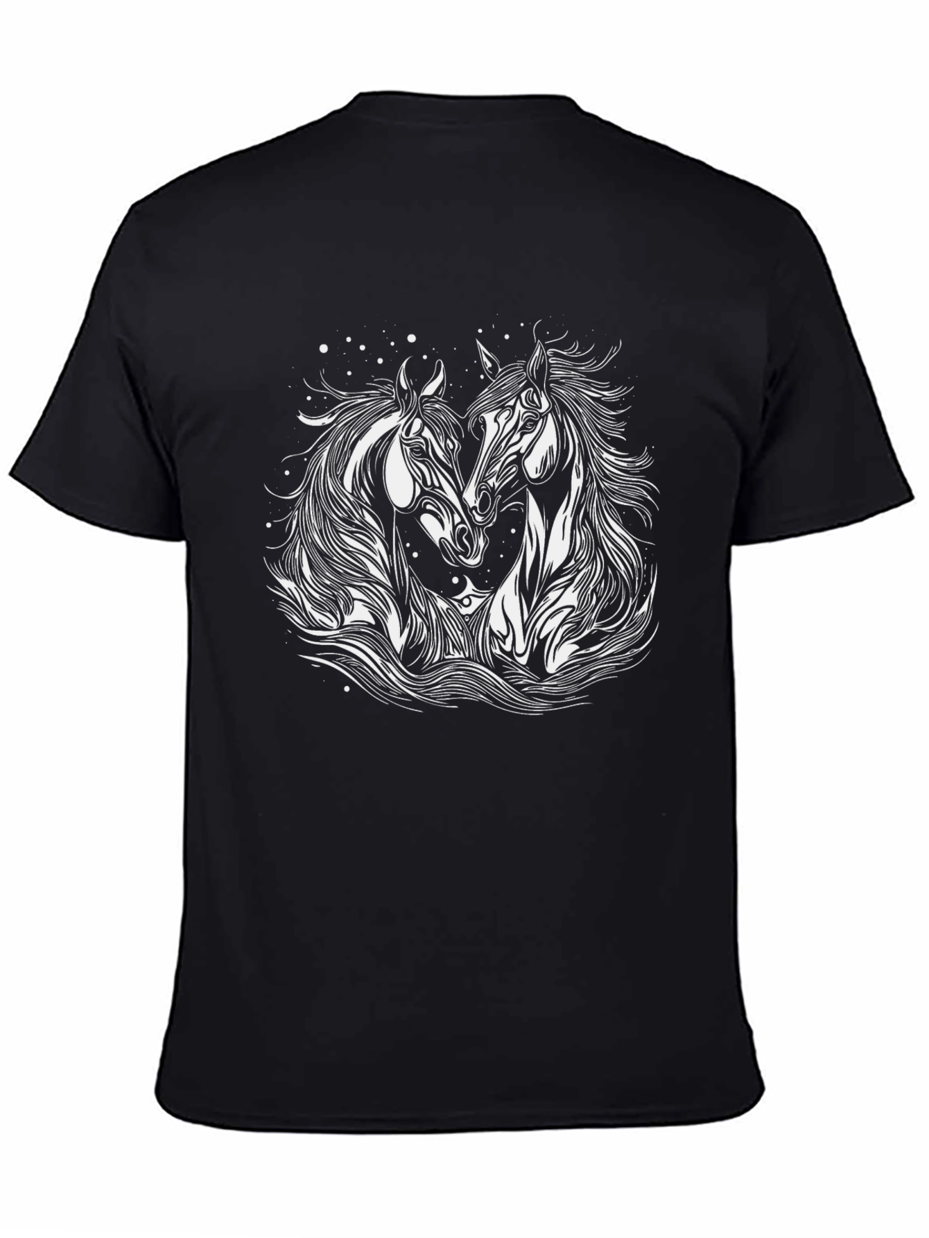 Dual Horse Graphic Black T-Shirt