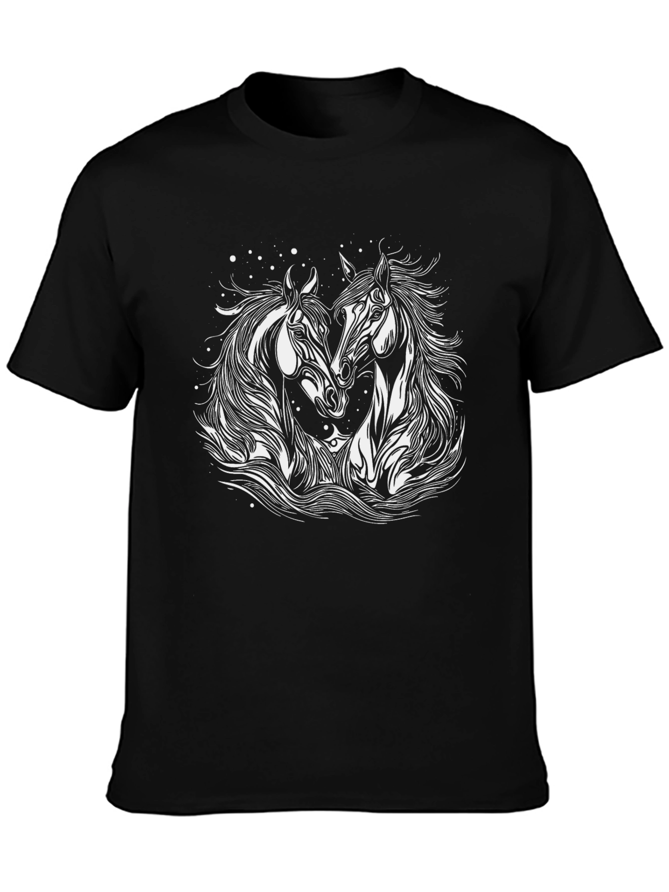 Dual Horse Graphic Black T-Shirt