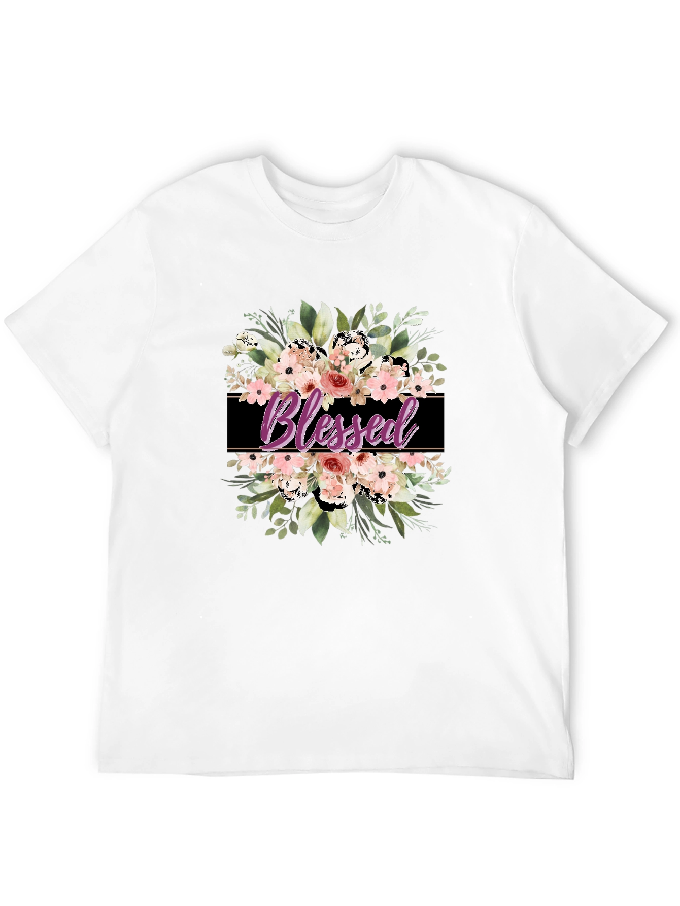 Blessed Floral Graphic T-Shirt - Black