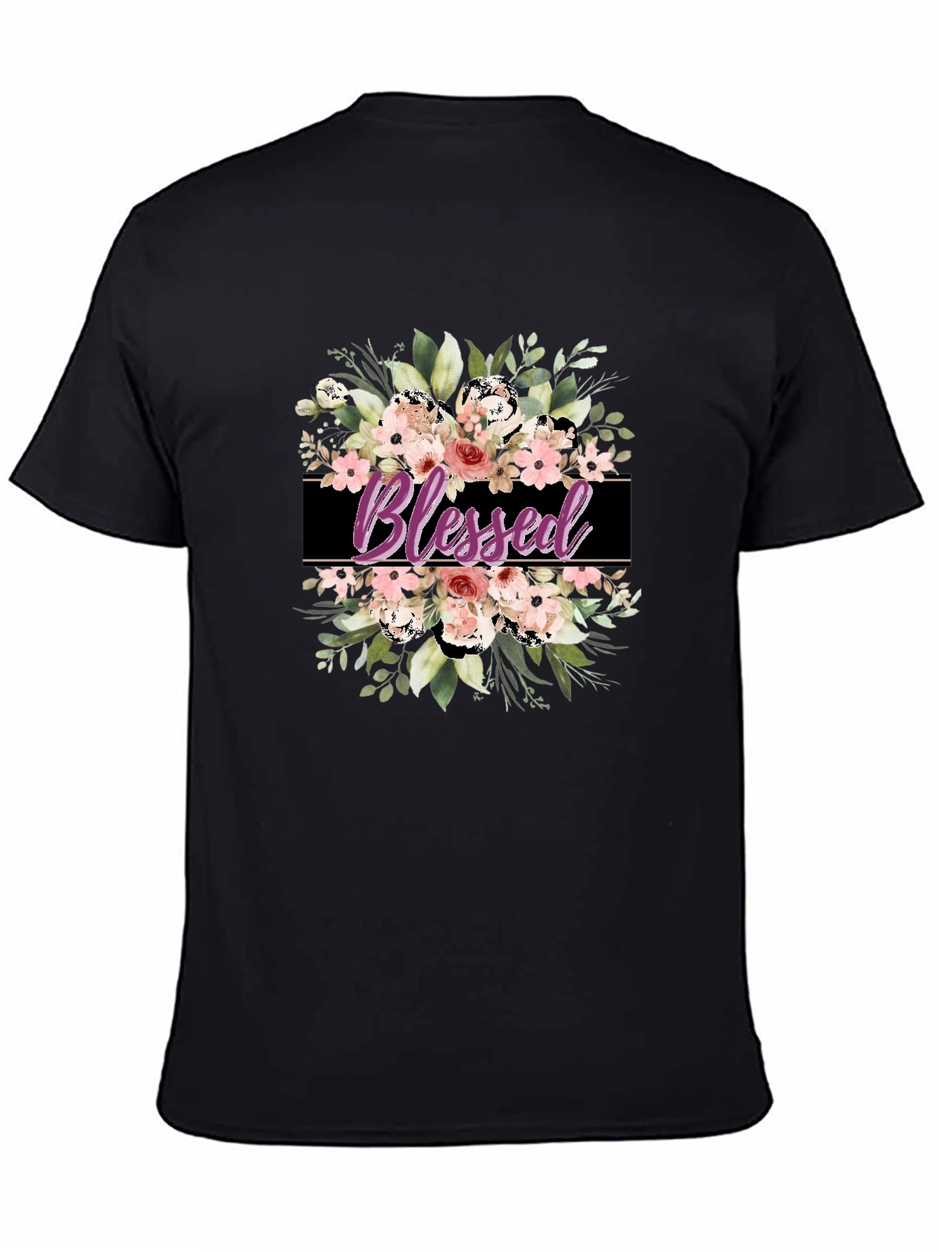Blessed Floral Graphic T-Shirt - Black