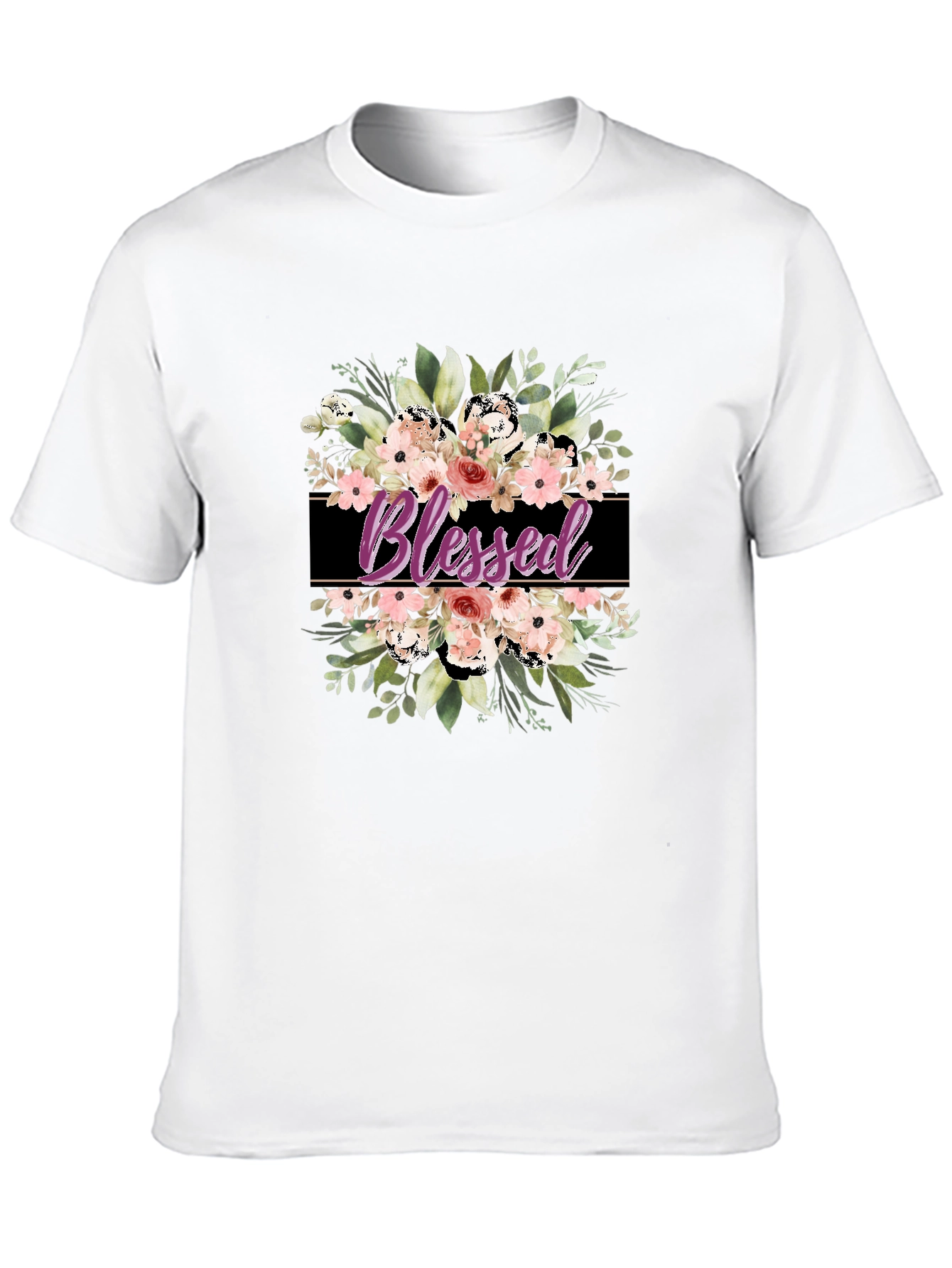 Blessed Floral Graphic T-Shirt - Black
