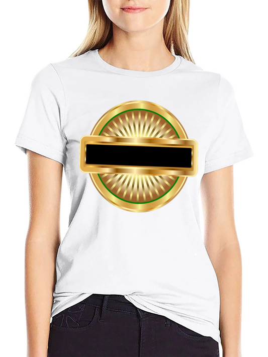 Black T-Shirt with Gold Emblem Graphic