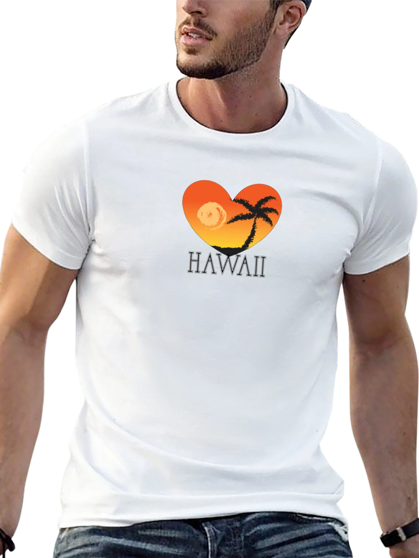 Hawaii Sunset Heart T-Shirt - Tropical Island Tee