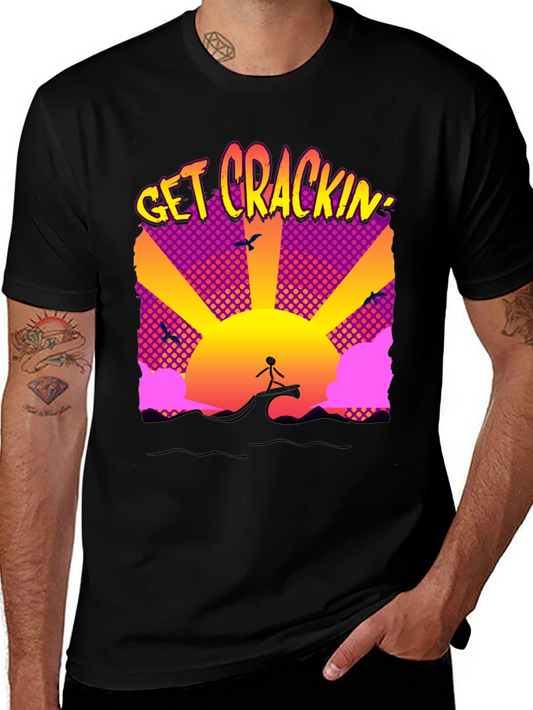 Get Crackin Graphic T-Shirt - Surfing Sunrise