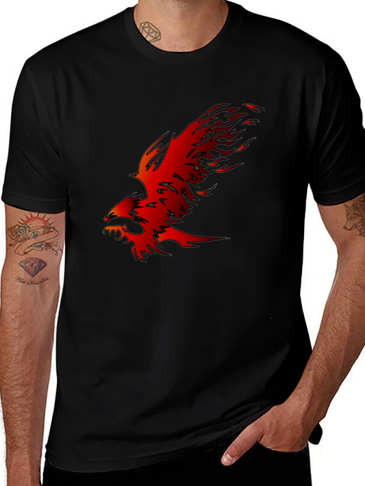 Black T-Shirt with Fiery Phoenix Graphic