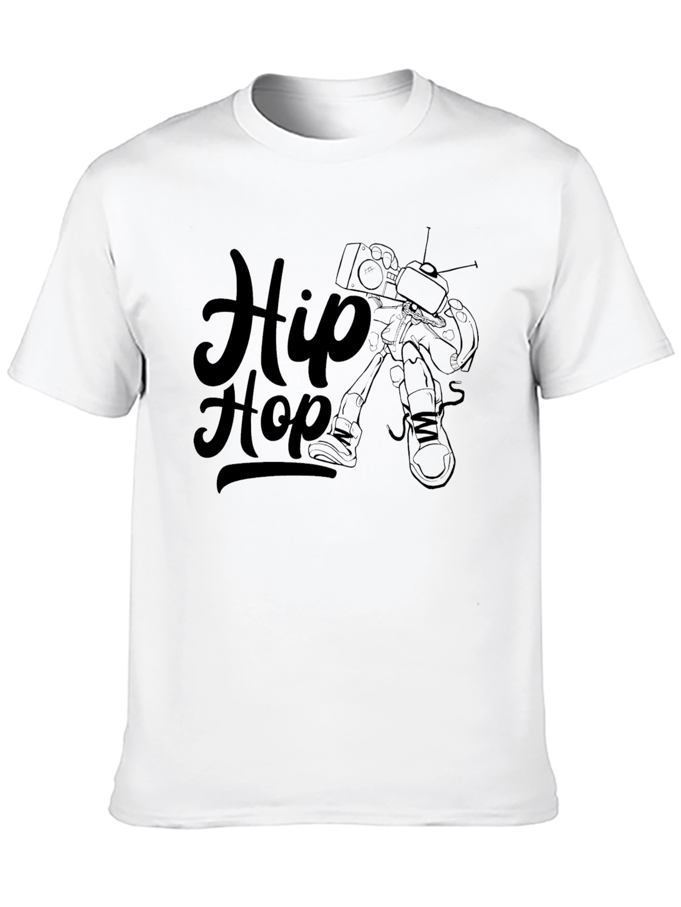 Hip Hop Graphic Print Black T-Shirt
