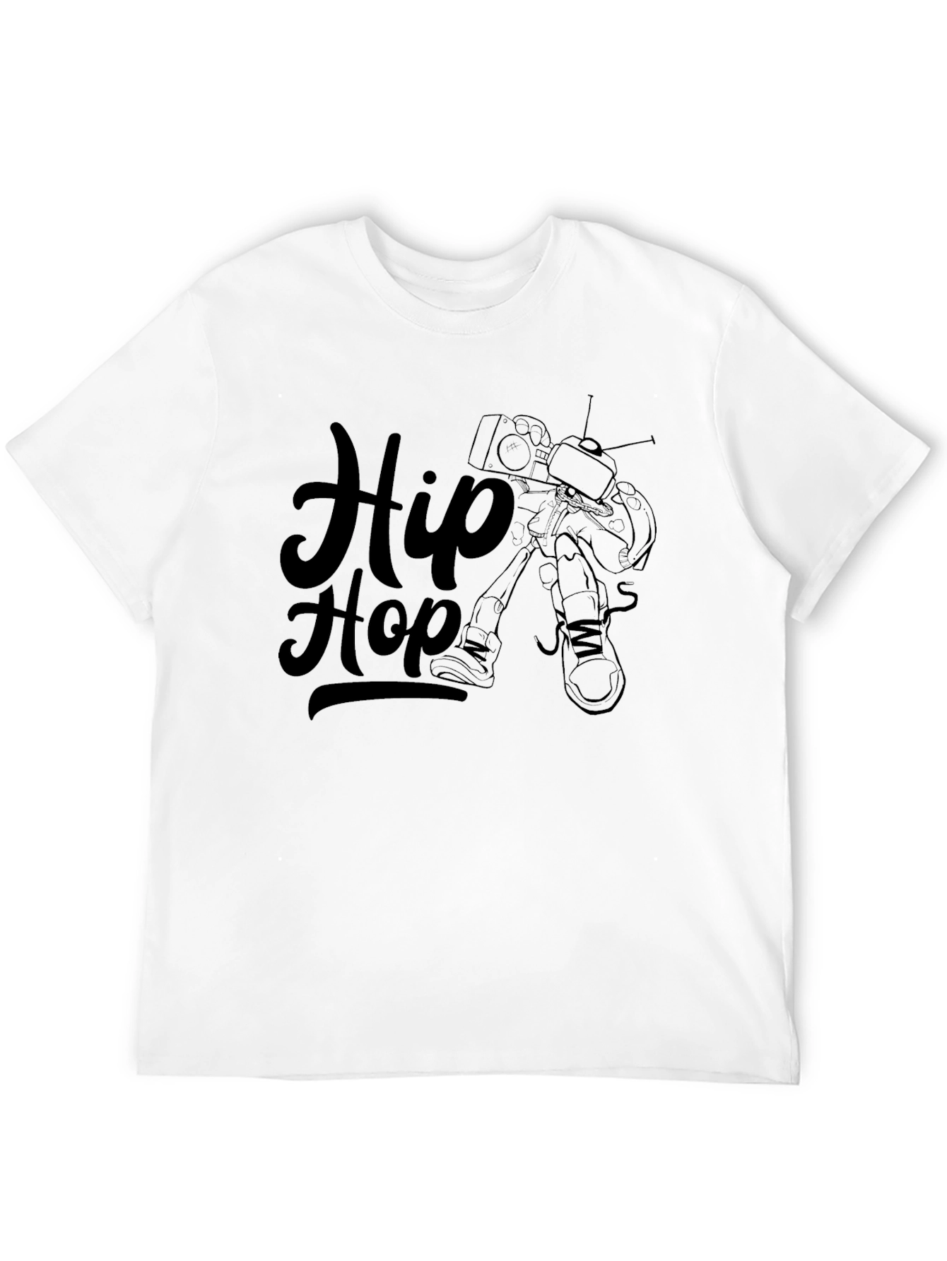 Hip Hop Graphic Print Black T-Shirt
