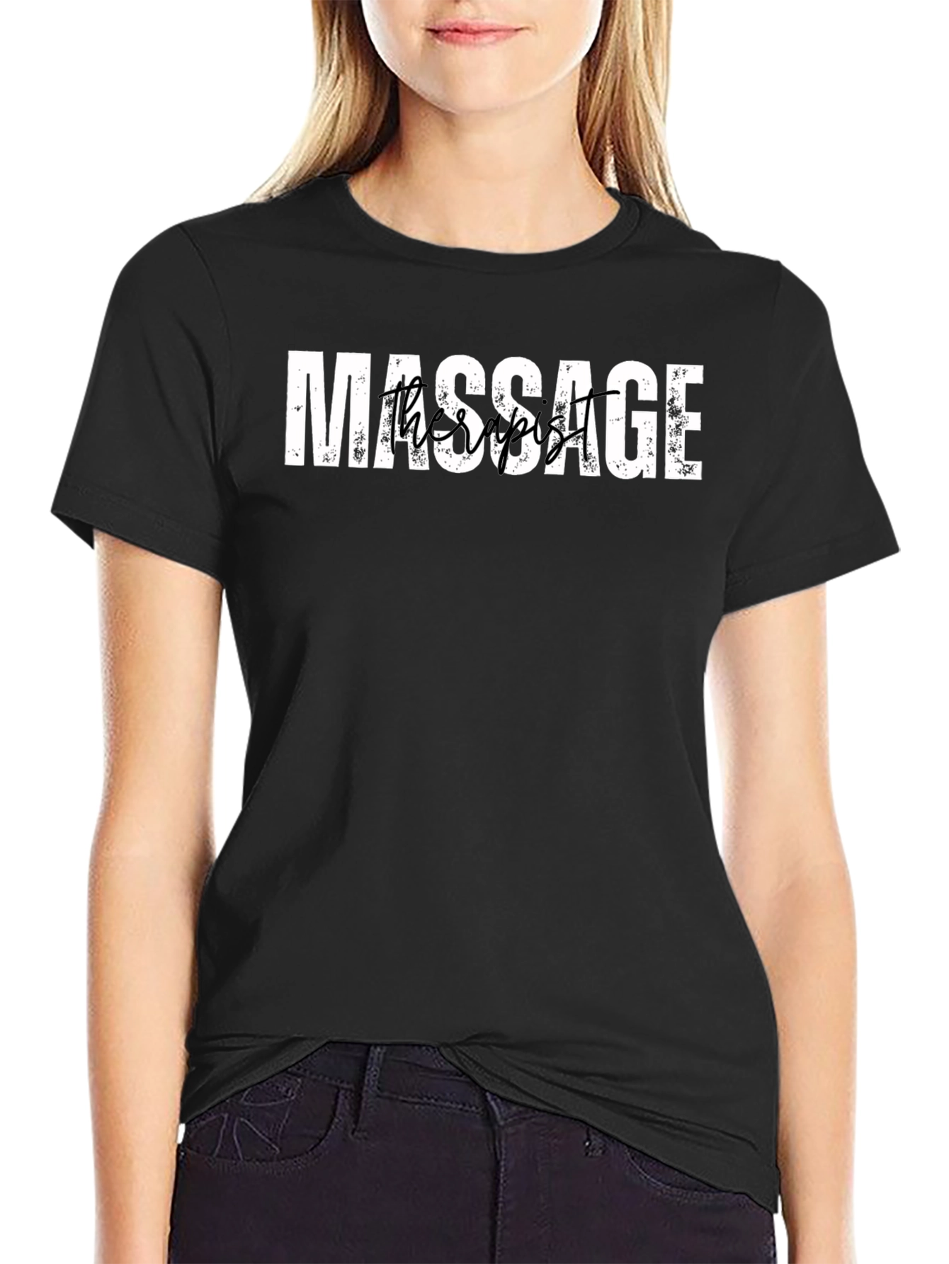 Massage Therapist Graphic Tee - Black Cotton Blend Shirt