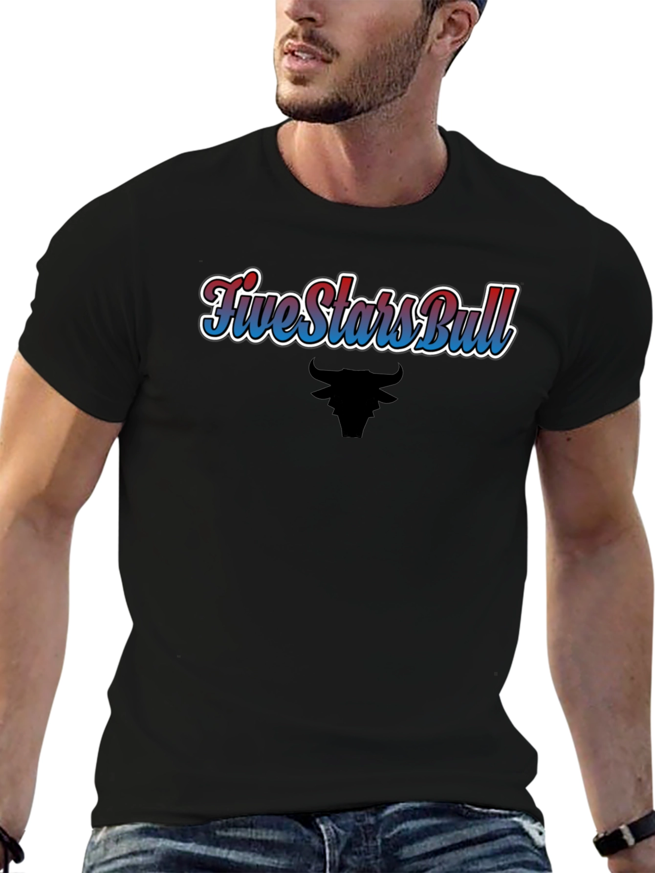 Five Stars Bull Black T-Shirt