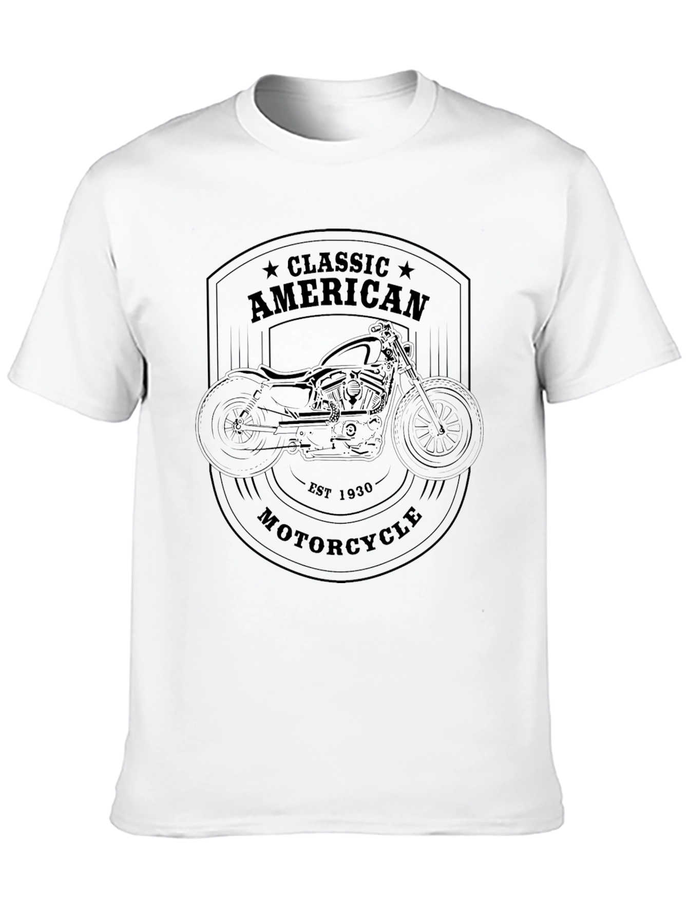 Classic American Motorcycle Graphic Tee - Black