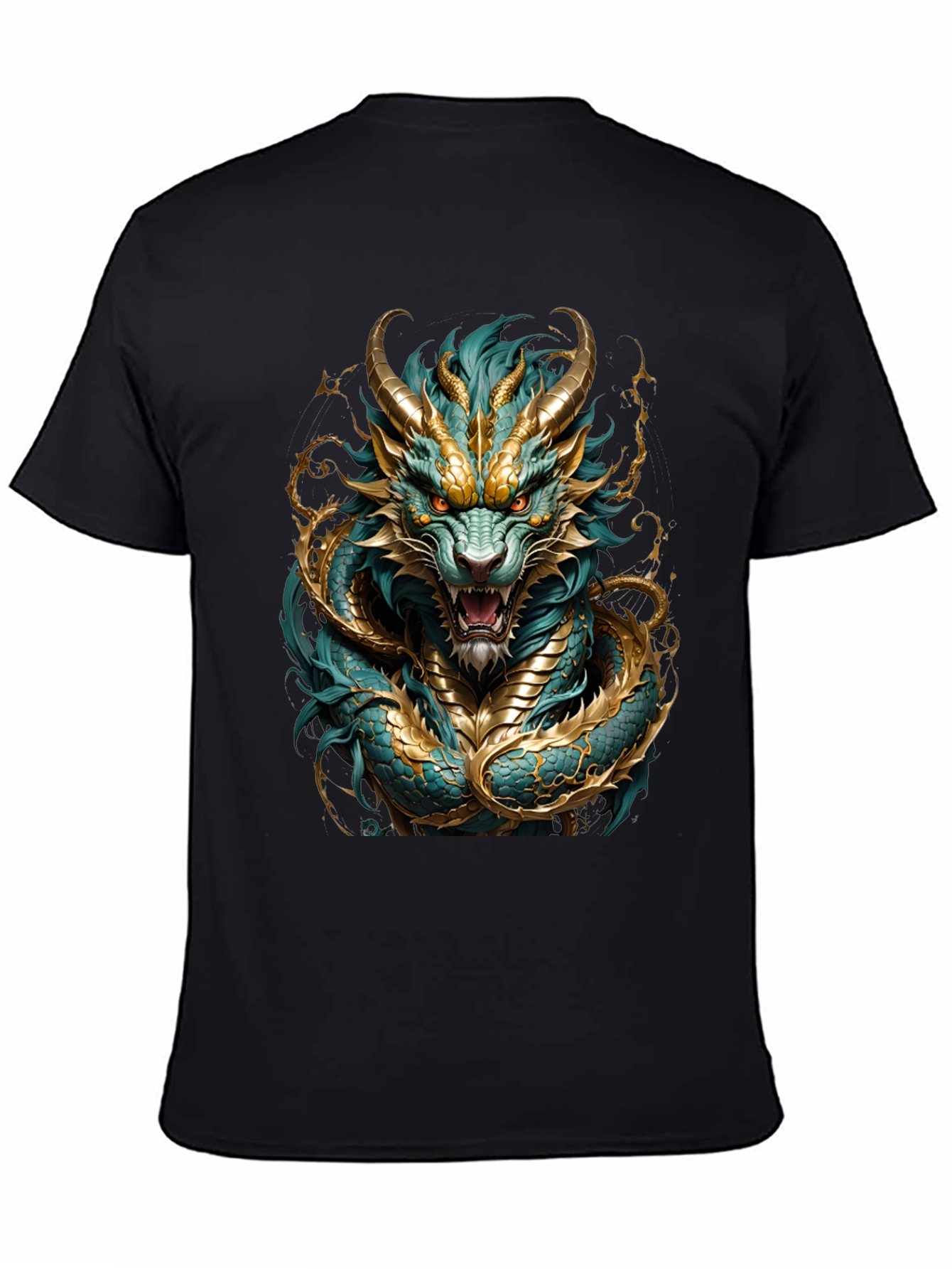 Dragon T-Shirt - Turquoise and Gold Graphic Tee