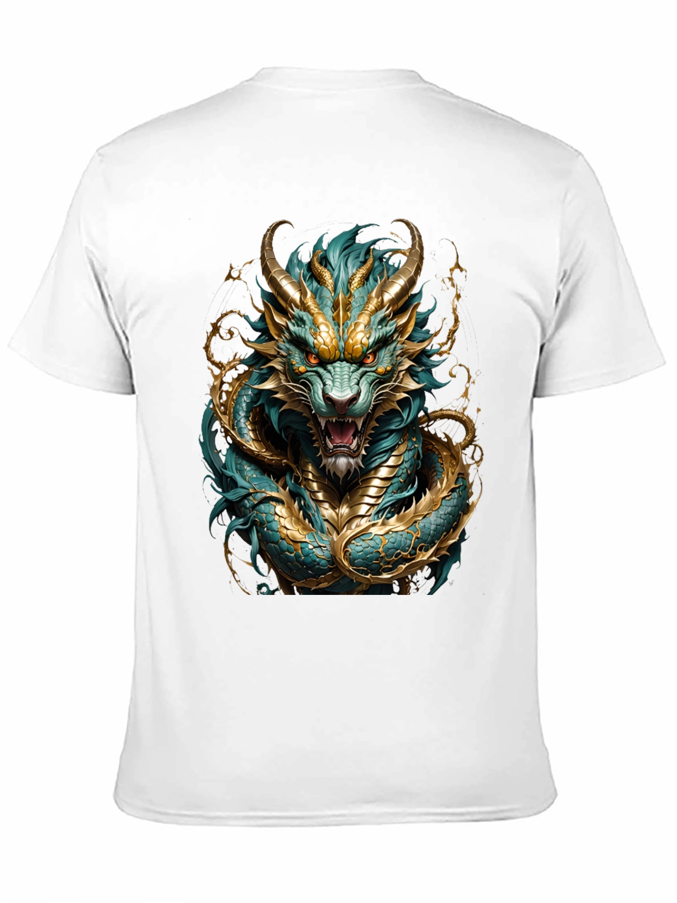 Dragon T-Shirt - Turquoise and Gold Graphic Tee