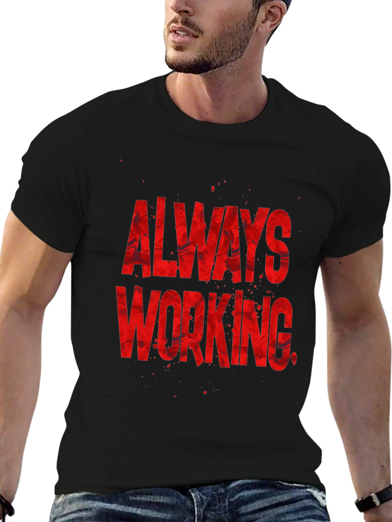Always Working Graphic Tee - Black Cotton Blend