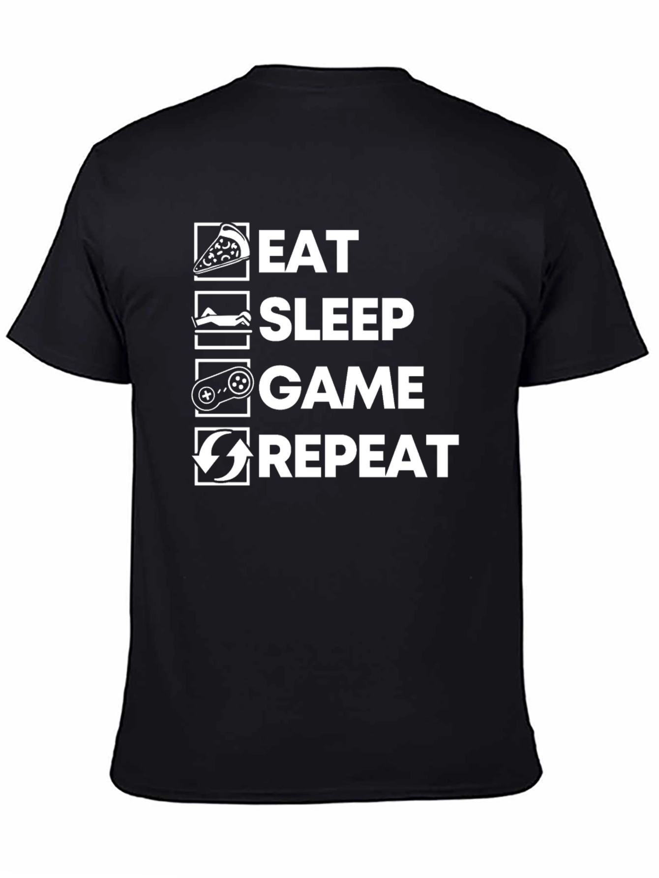 Eat Sleep Game Repeat Black T-Shirt