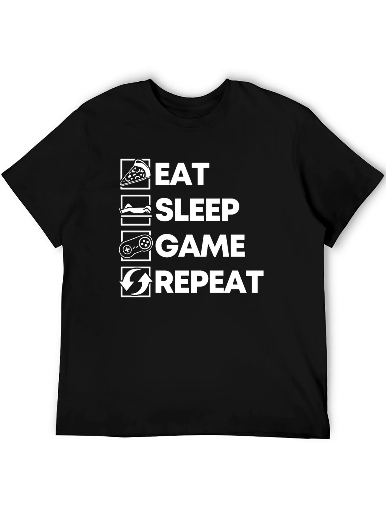 Eat Sleep Game Repeat Black T-Shirt