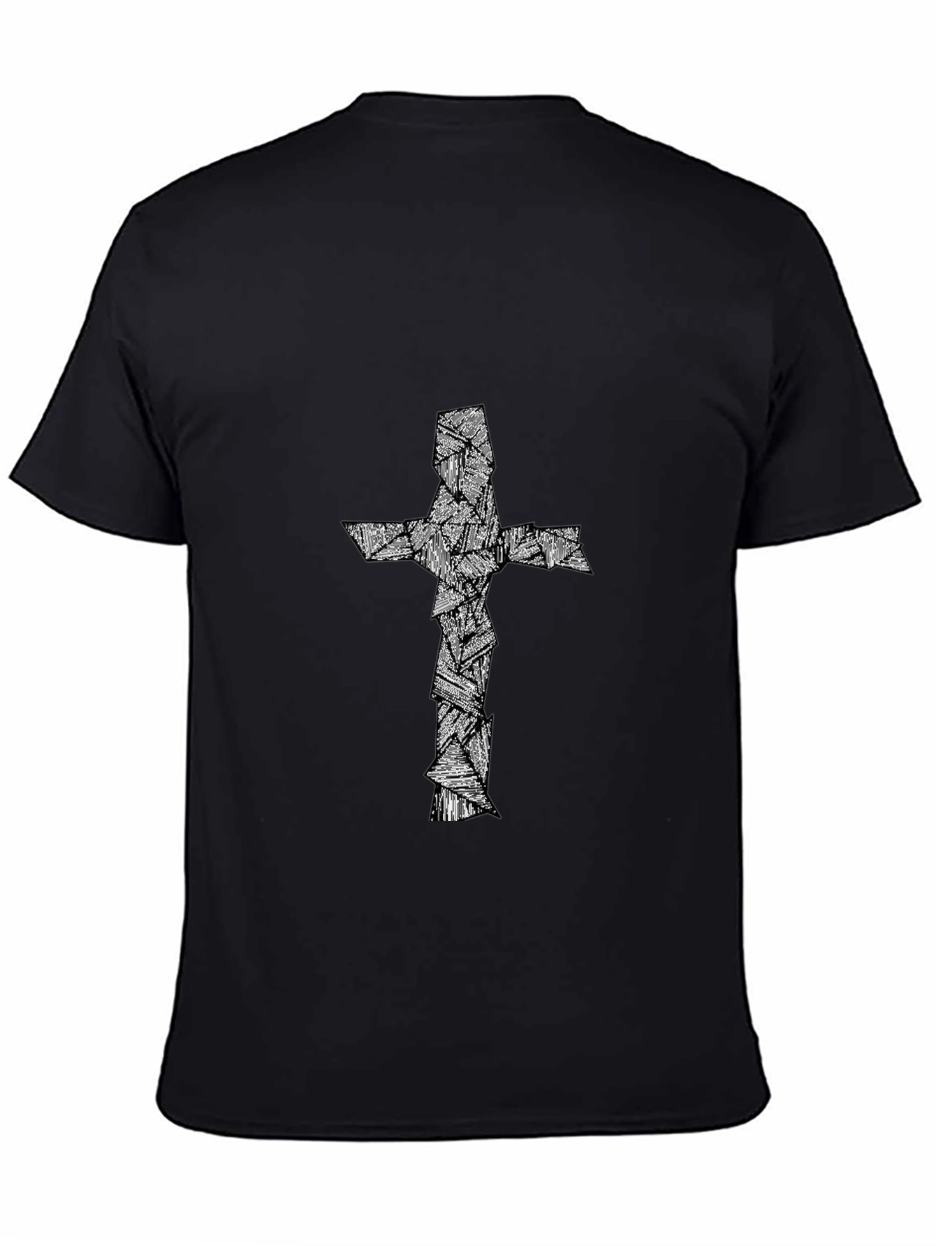 Abstract Cross Graphic Tee - Black Cotton Blend