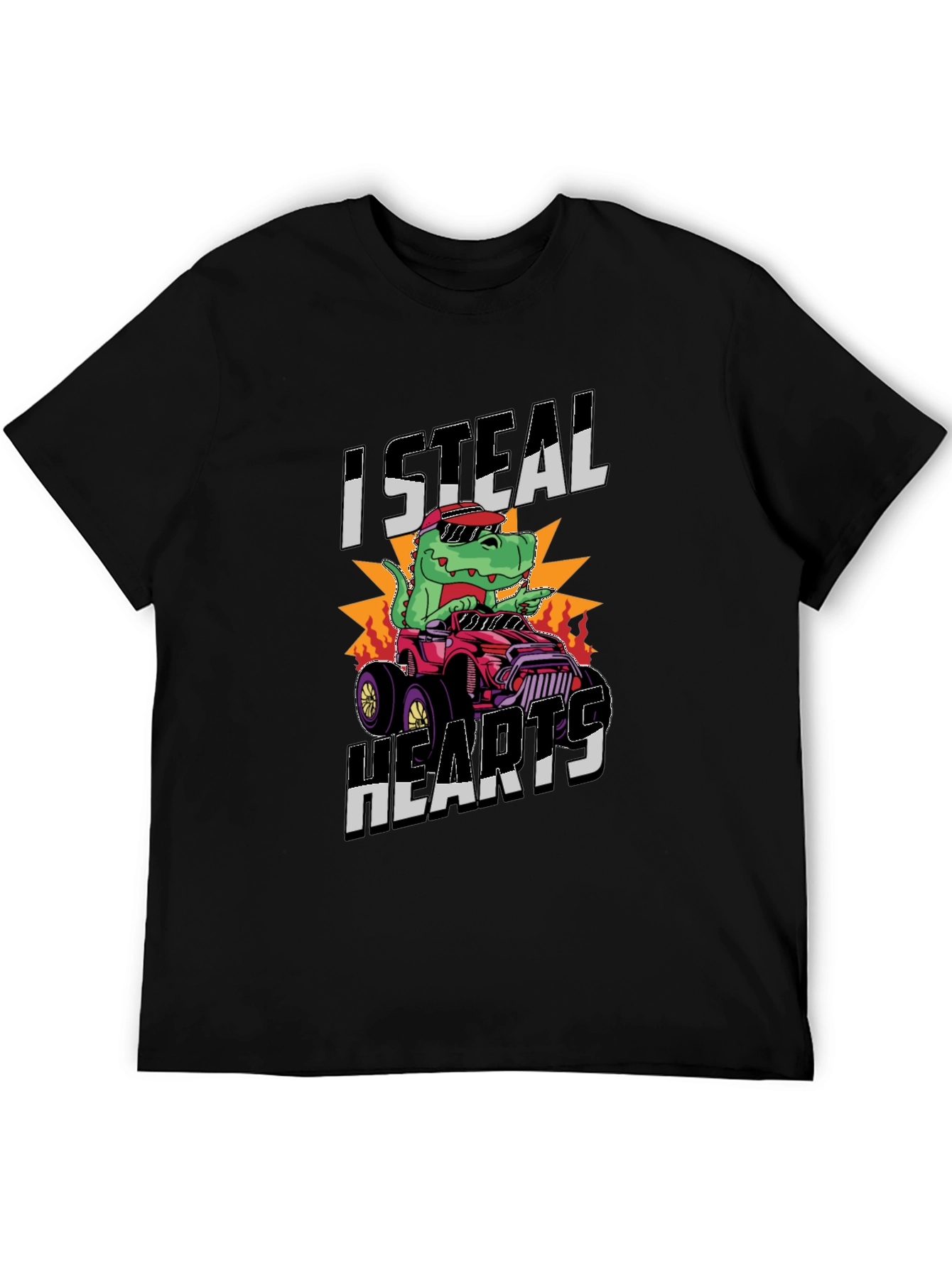 I Steal Hearts Dinosaur Monster Truck Graphic Tee
