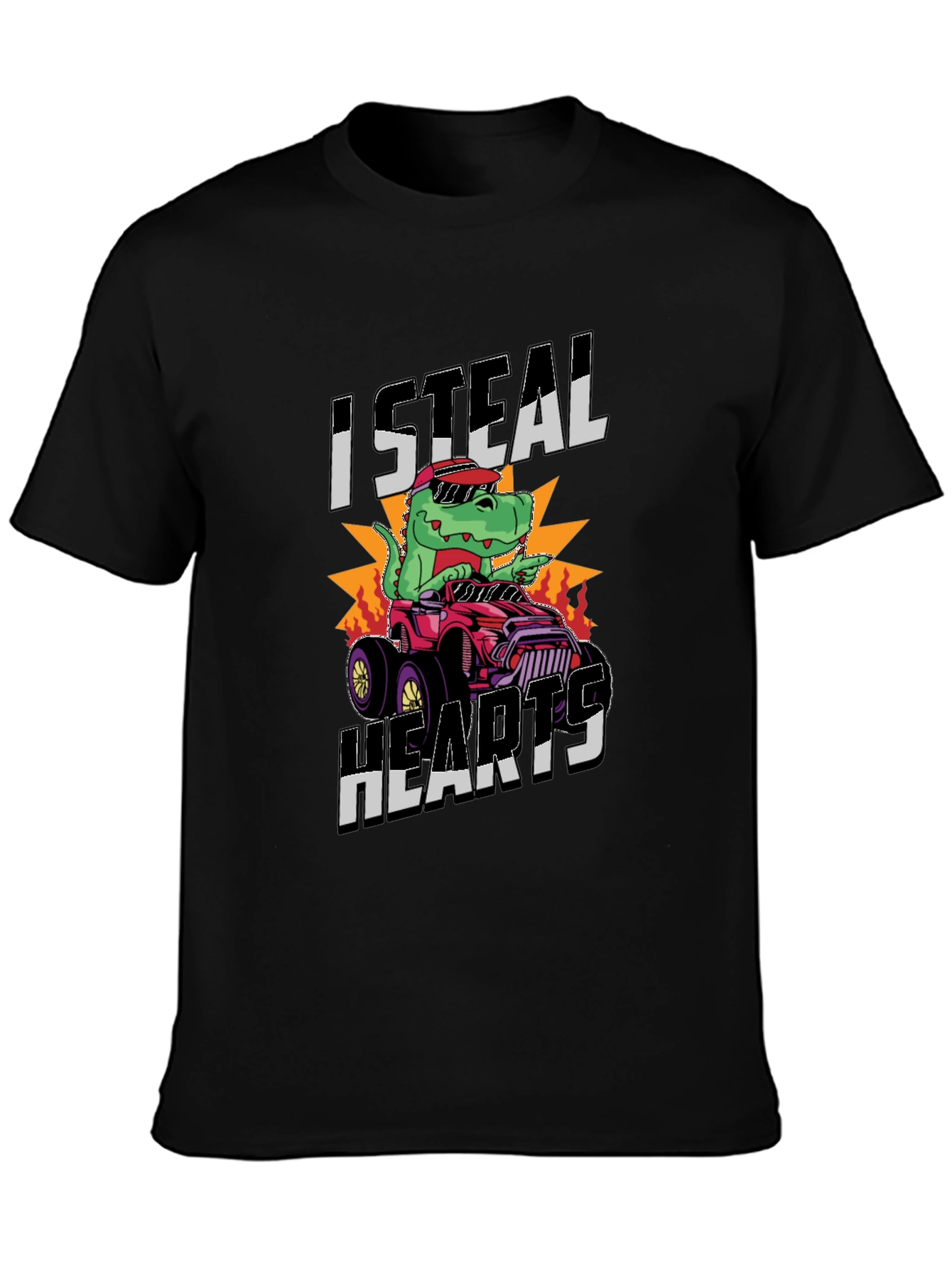I Steal Hearts Dinosaur Monster Truck Graphic Tee