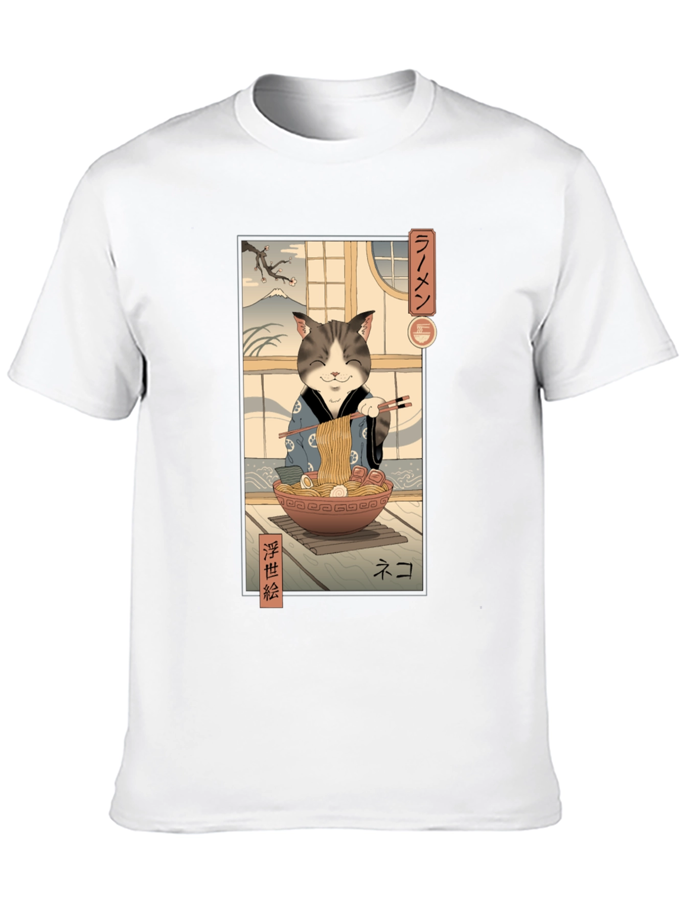 Cat Ramen Graphic Tee - Japanese Art Inspired