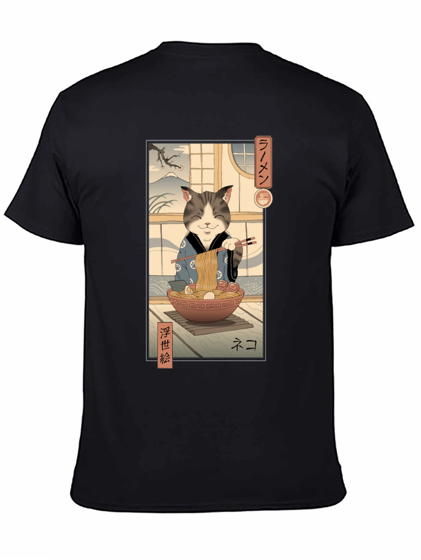 Cat Ramen Graphic Tee - Japanese Art Inspired
