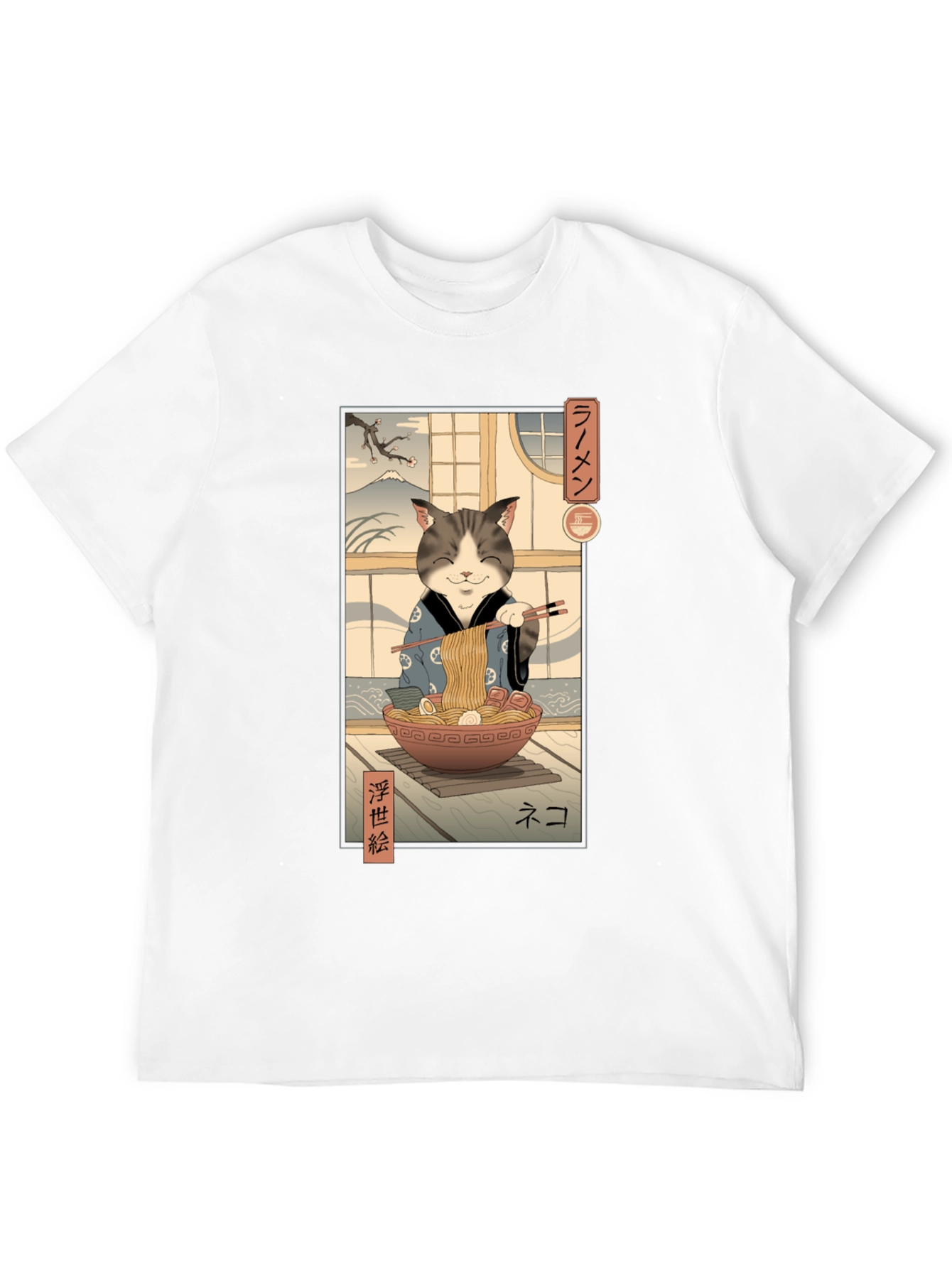 Cat Ramen Graphic Tee - Japanese Art Inspired