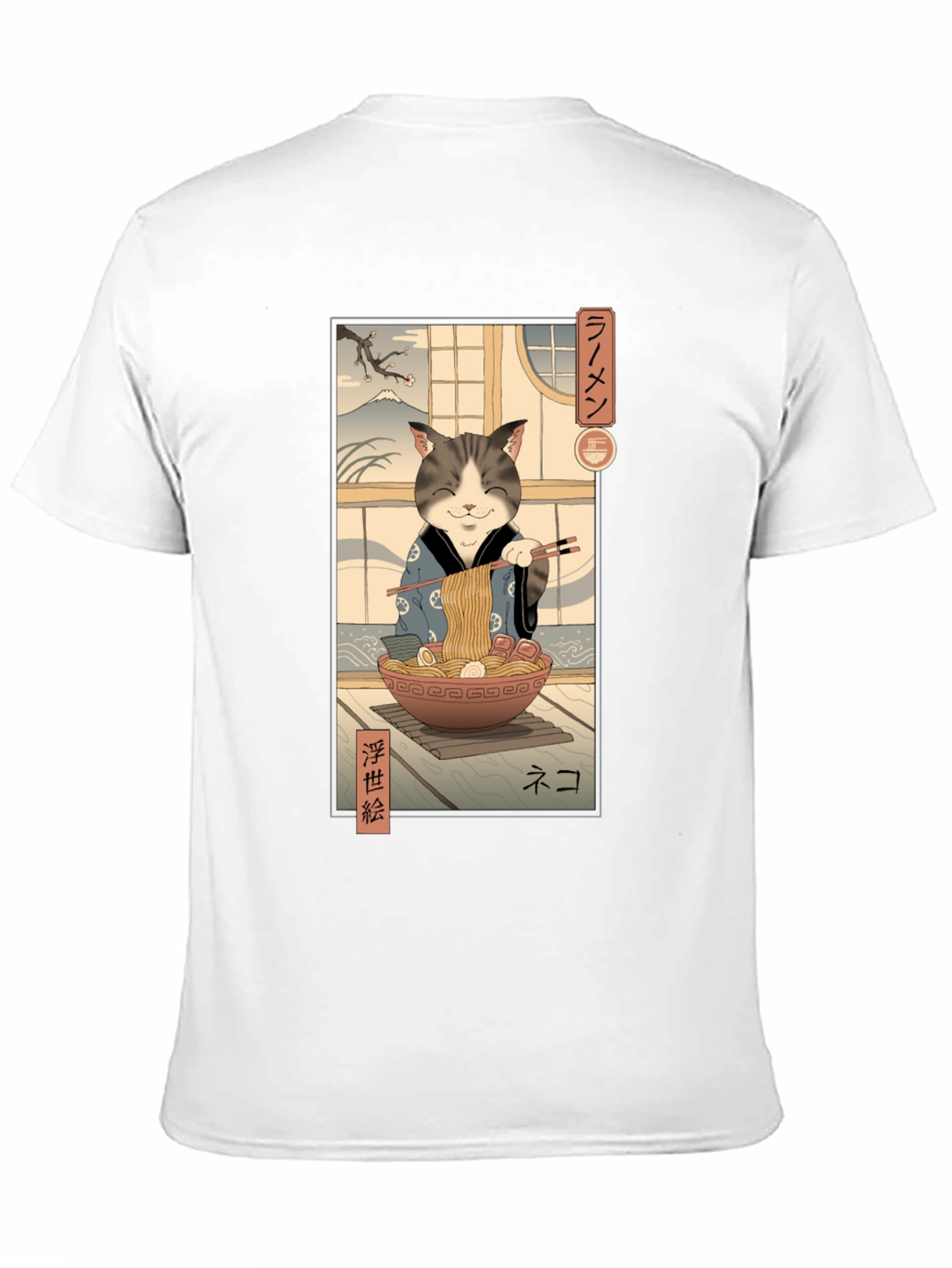 Cat Ramen Graphic Tee - Japanese Art Inspired