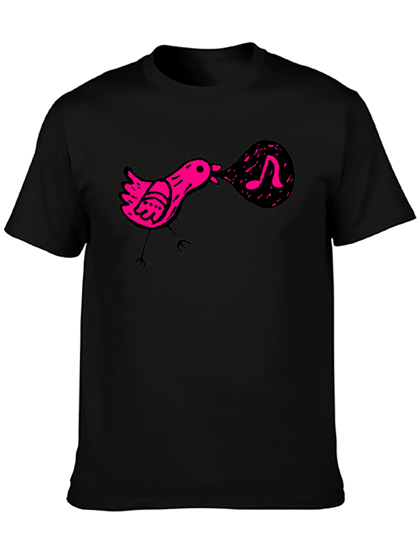 Singing Bird Graphic Tee - Black Cotton Comfort