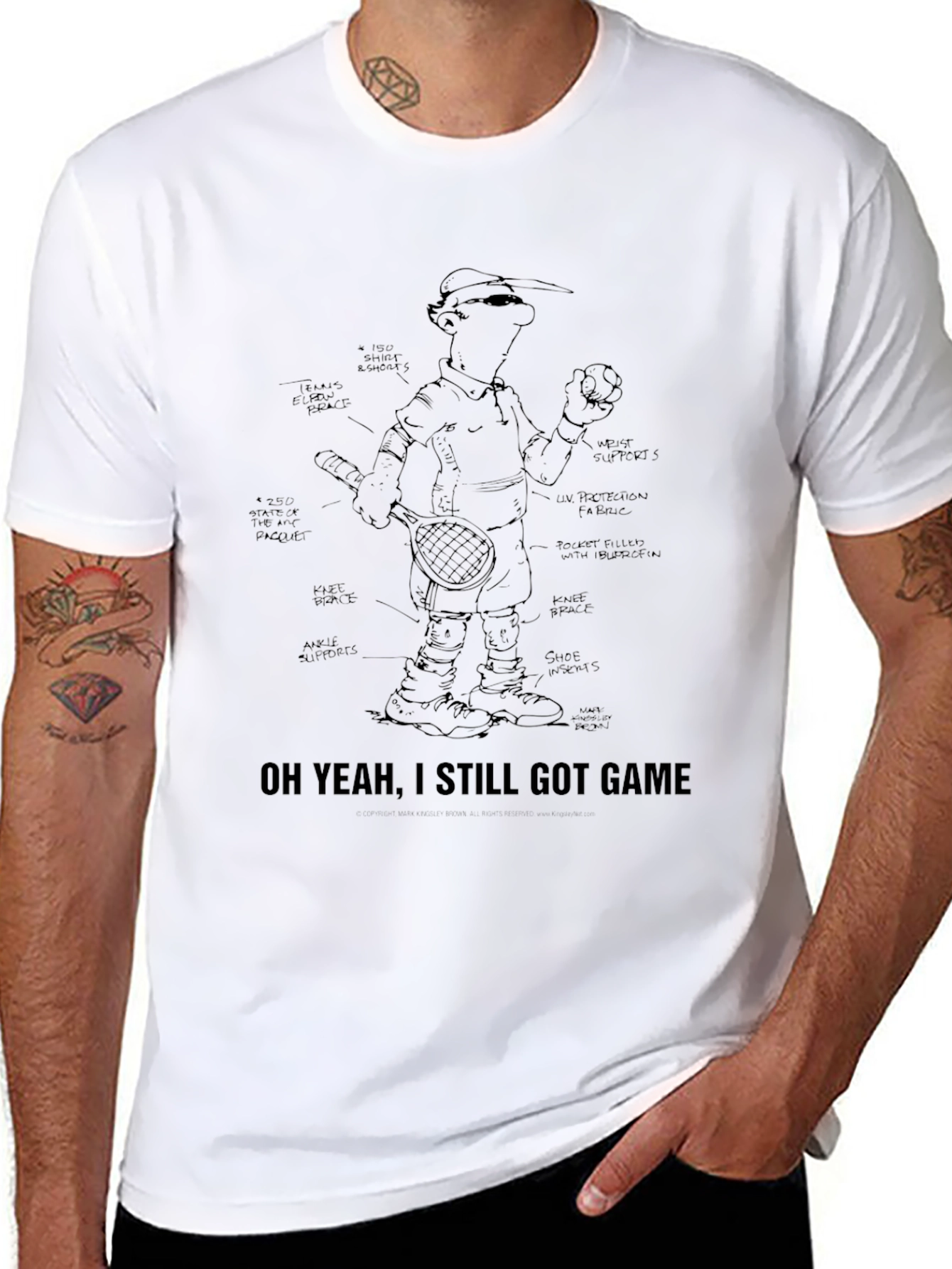 Funny Tennis Player Blueprint Black T-Shirt