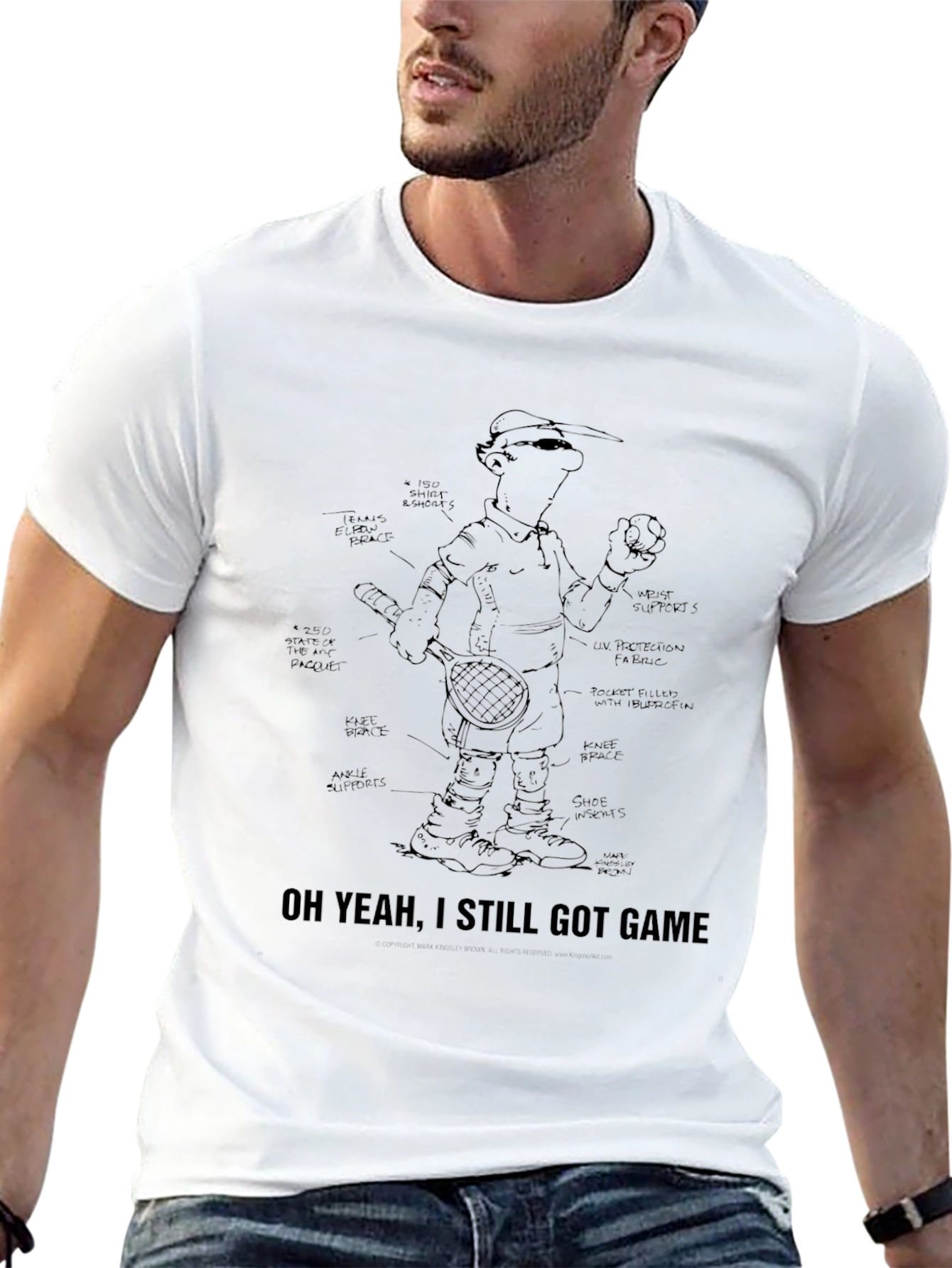 Funny Tennis Player Blueprint Black T-Shirt