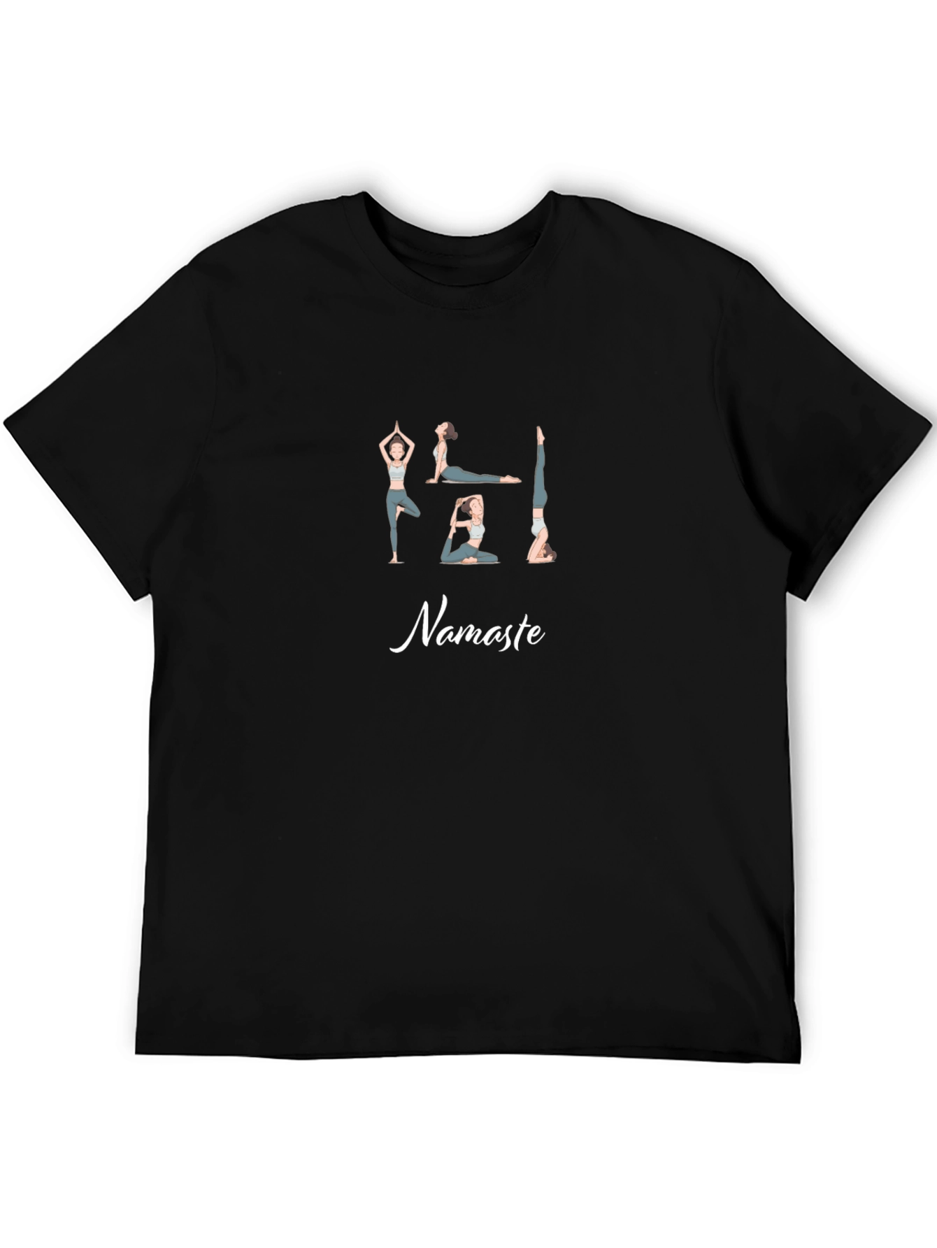 Yoga Pose Namaste Graphic Black T-Shirt