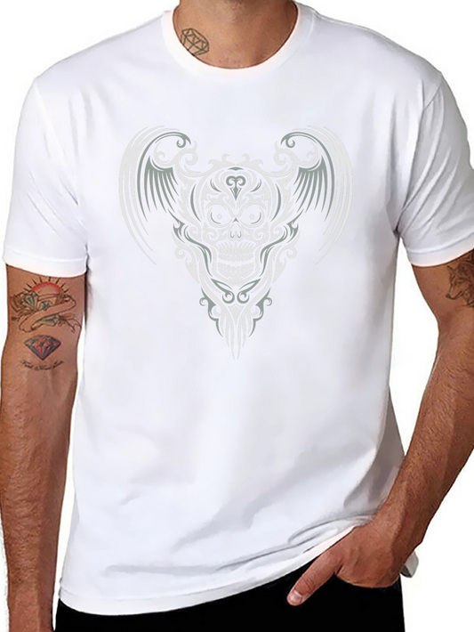 Skull Wings Graphic Tee - Black Cotton T-Shirt
